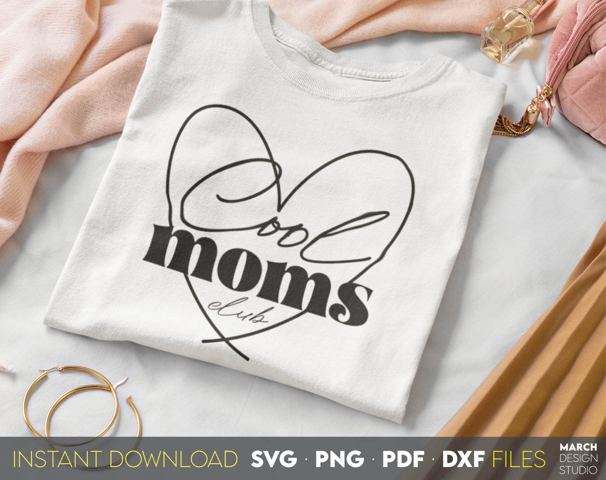 Cool moms club heart design. Use for cups, pillows, shirts, tumblers etc. SVG, PNG, PDF, DXF files included. Use for cutting from vinyl, sublimation or laser cut projects. Compatible with Cricut, Silhouette and other machines. Buy now and enjoy!