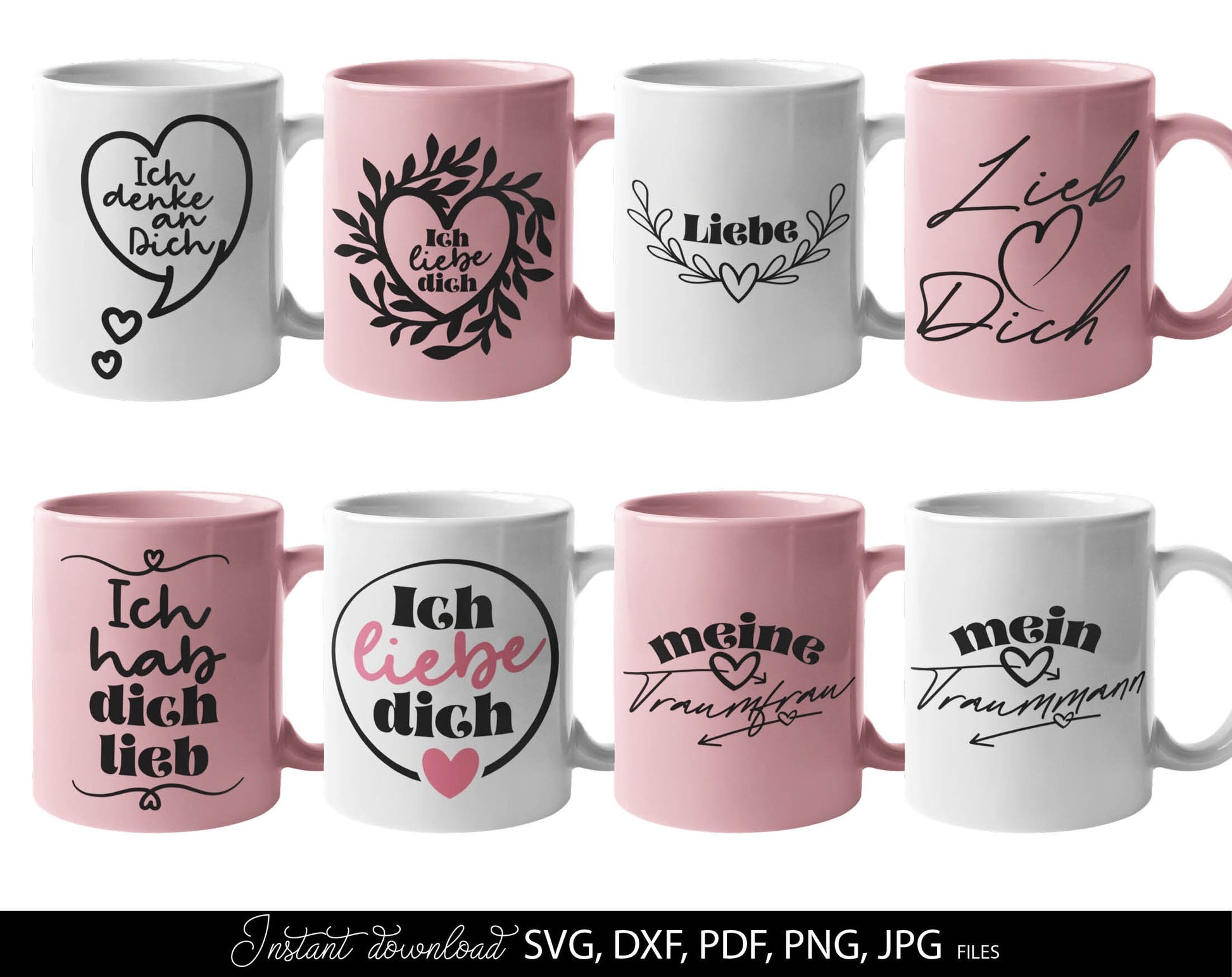 German Liebe Quotes Plotter File SVG PNG DXF, PDF files included. Compatible with Cricut, Silhouette and others machines. Use for sublimation or laser cut projects as well. Buy now for a good - discount price. Enjoy!