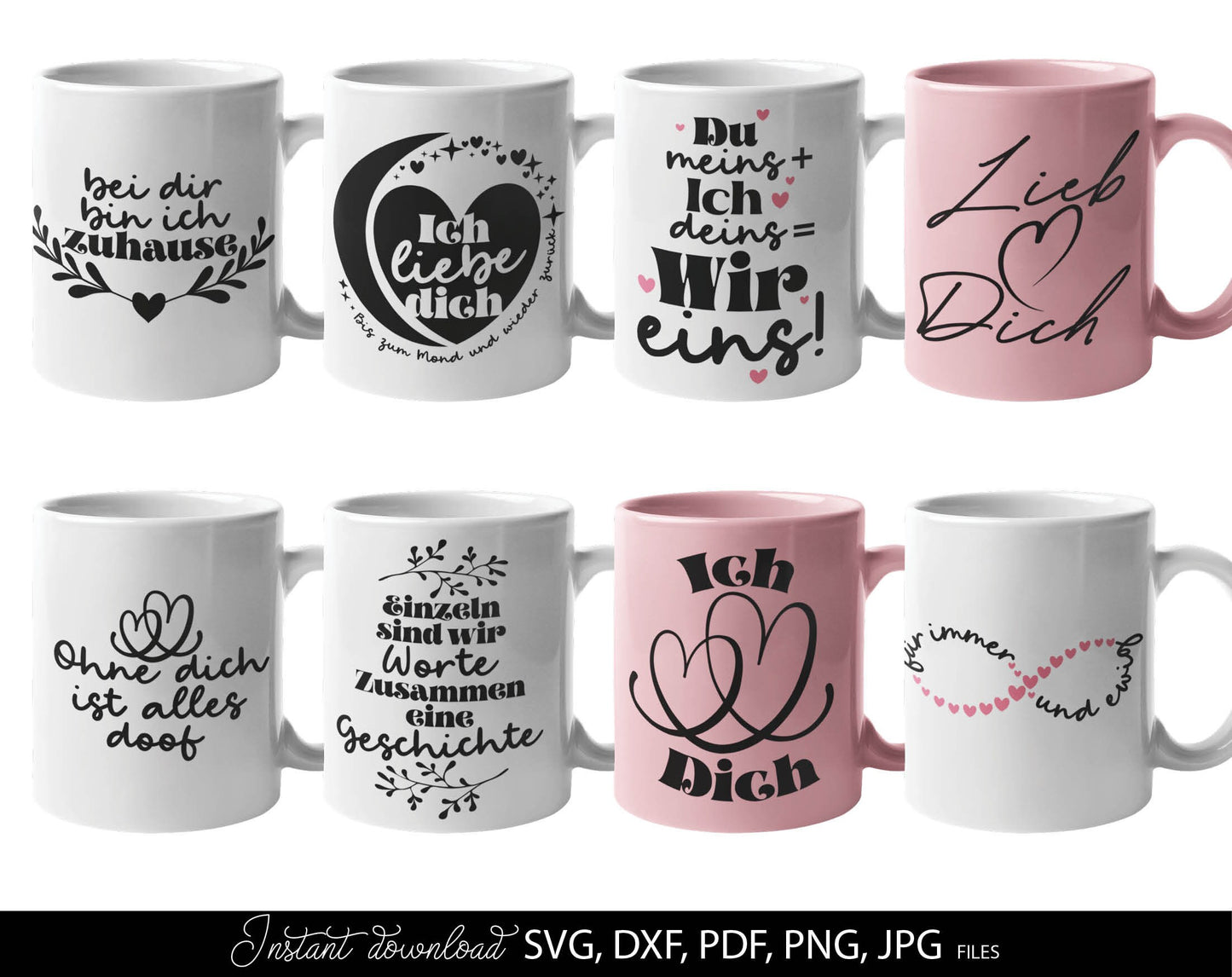 German Liebe Quotes Plotter File SVG PNG DXF, PDF files included. Compatible with Cricut, Silhouette and others machines. Use for sublimation or laser cut projects as well. Buy now for a good - discount price. Enjoy!