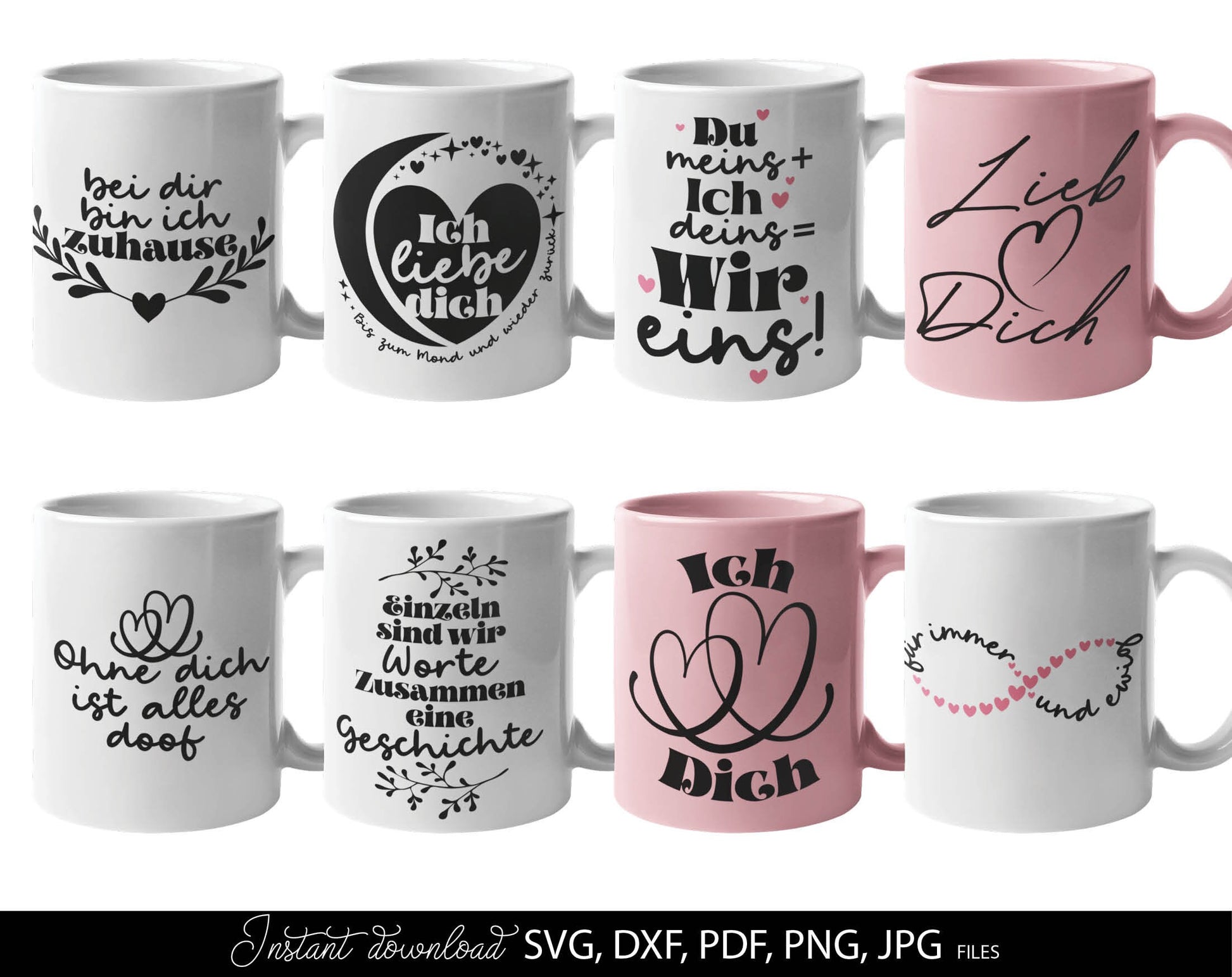 German Liebe Quotes Plotter File SVG PNG DXF, PDF files included. Compatible with Cricut, Silhouette and others machines. Use for sublimation or laser cut projects as well. Buy now for a good - discount price. Enjoy!