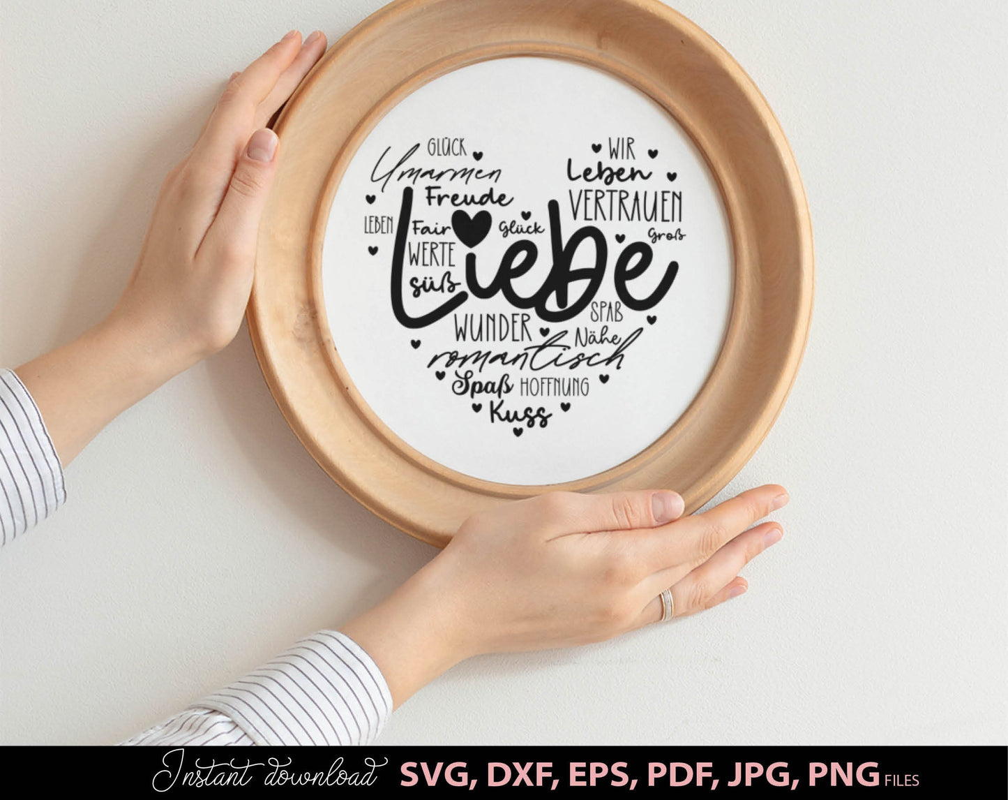 German Liebe Herz Plotter File SVG PNG DXF, PDF, EPS, PDF files included. Compatible with Cricut, Silhouette and others machines. Use for sublimation or laser cut projects as well. Buy now for a good - discount price. Enjoy!