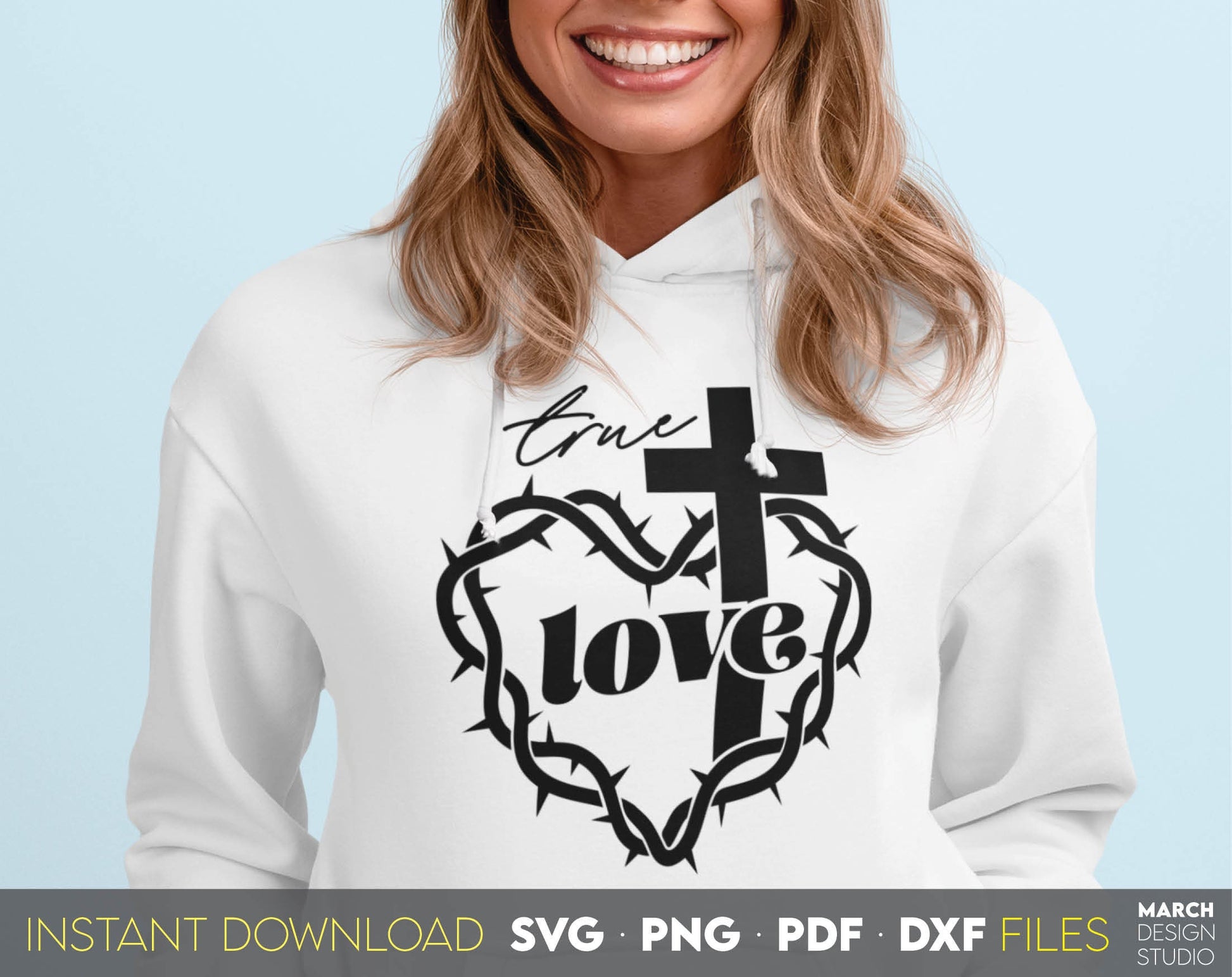 True Love and trusting God. Inspirational and religious quote for Your gift ideas. SVG, PNG, PDF and DXF files included. Use for cutting from vinyl, sublimation or laser cut projects. Compatible with Cricut, Silhouette and other equipment. Buy now!