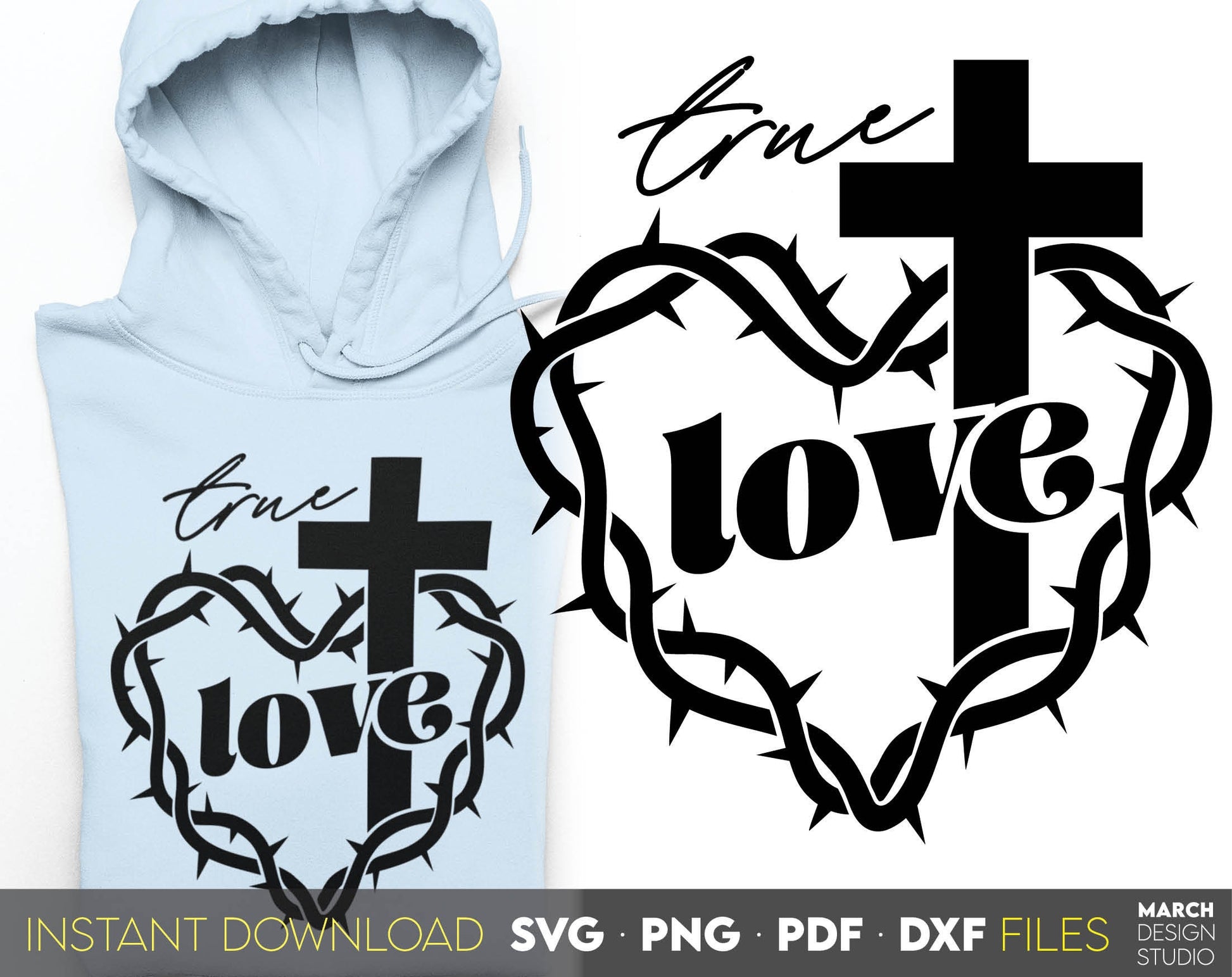 True Love and trusting God. Inspirational and religious quote for Your gift ideas. SVG, PNG, PDF and DXF files included. Use for cutting from vinyl, sublimation or laser cut projects. Compatible with Cricut, Silhouette and other equipment. Buy now!