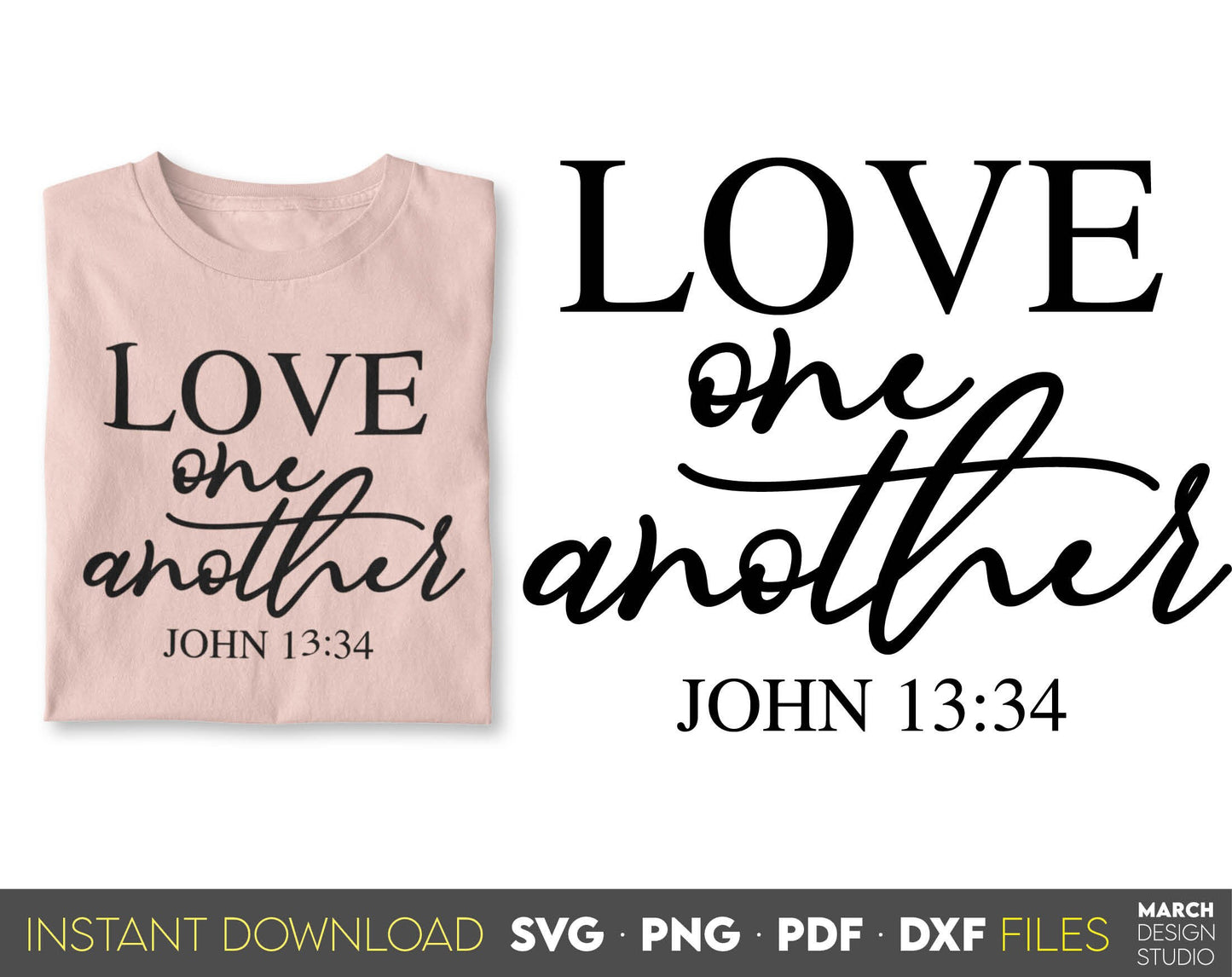 Love One Another. Inspirational and religious quote for Your gift ideas. SVG, PNG, PDF and DXF files included. Use for cutting from vinyl, sublimation or laser cut projects. Compatible with Cricut, Silhouette and other equipment. Buy now!