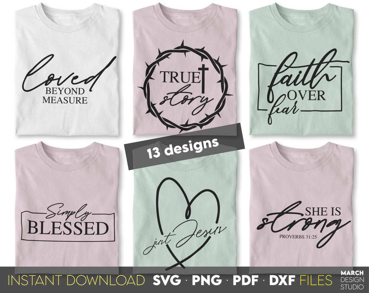 Christian svg bundle. Inspirational and religious quote for Your gift ideas. SVG, PNG, PDF and DXF files included. Use for cutting from vinyl, sublimation or laser cut projects. Compatible with Cricut, Silhouette and other equipment. Buy now!