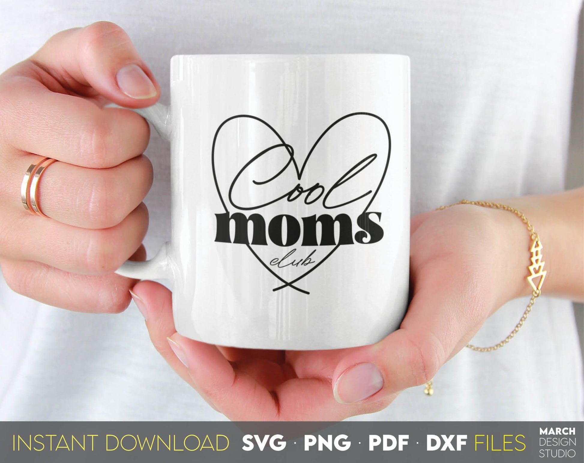 Cool moms club heart design. Use for cups, pillows, shirts, tumblers etc. SVG, PNG, PDF, DXF files included. Use for cutting from vinyl, sublimation or laser cut projects. Compatible with Cricut, Silhouette and other machines. Buy now and enjoy!