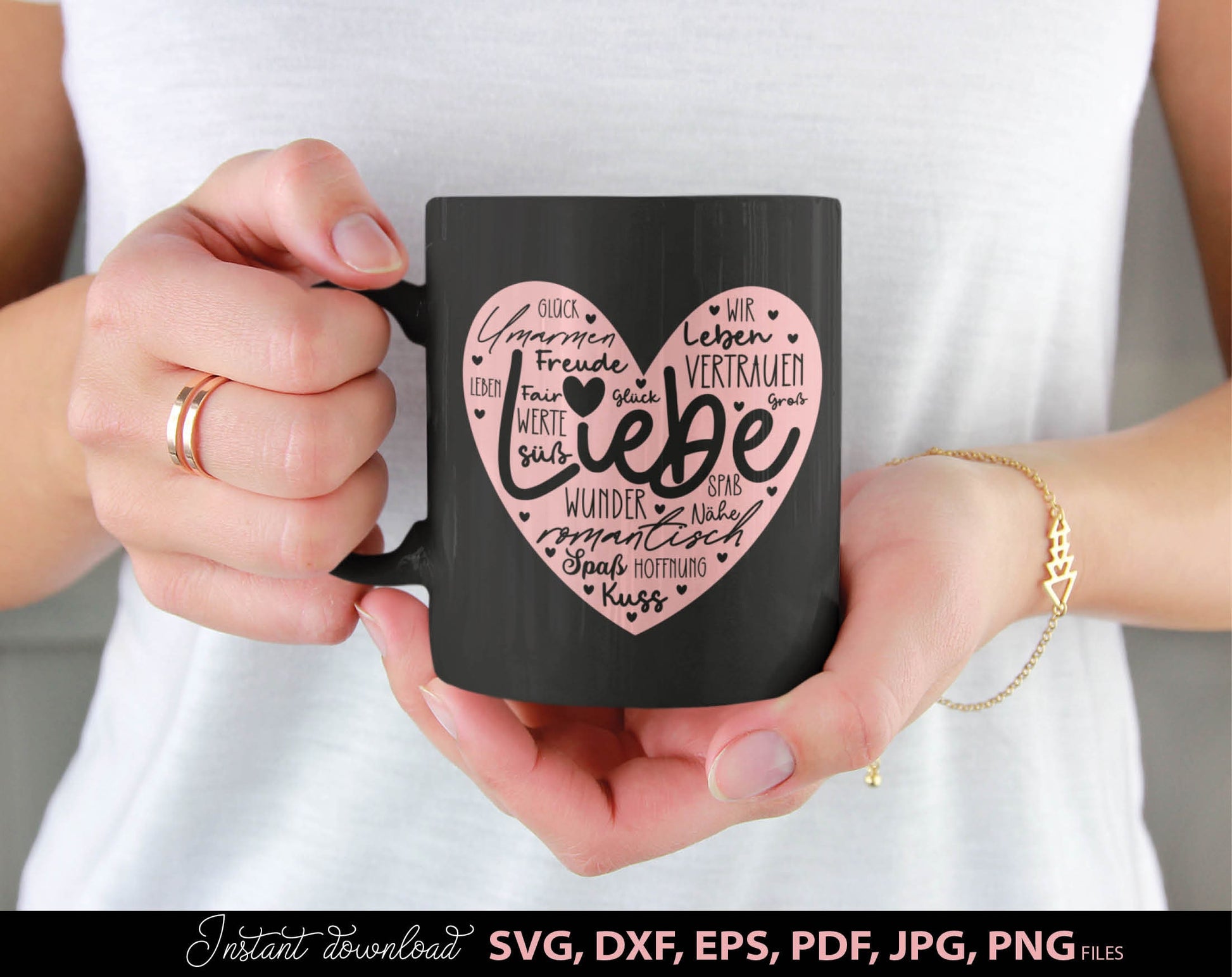 German Liebe Herz Plotter File SVG PNG DXF, PDF, EPS, PDF files included. Compatible with Cricut, Silhouette and others machines. Use for sublimation or laser cut projects as well. Buy now for a good - discount price. Enjoy!