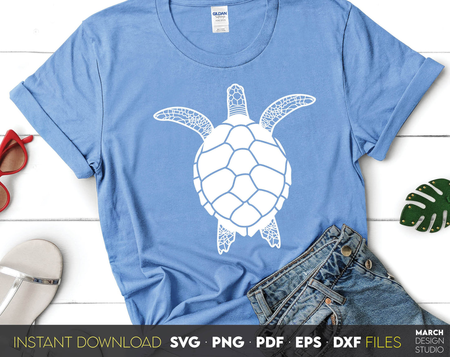 Summer Turtle silhouette for Your funny summer shirt design. SVG PNG PDF EPS DXF files included. Compatible with Cricut, Silhouette or other equipment. Cut from vinyl, use for sublimation or laser cut projects. Buy now for a good price and enjoy!