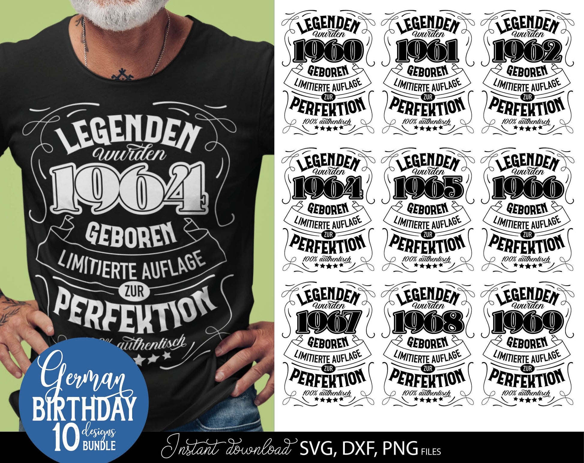 German Vatertag and geburtstag plotter file bundle for die beste papa. SVG, DXF, PNG files included. Cut from vinyl, use for sublimation or laser cut / grave projects. Compatible with Cricut, Silhouette or other machines. Buy now for a good price!