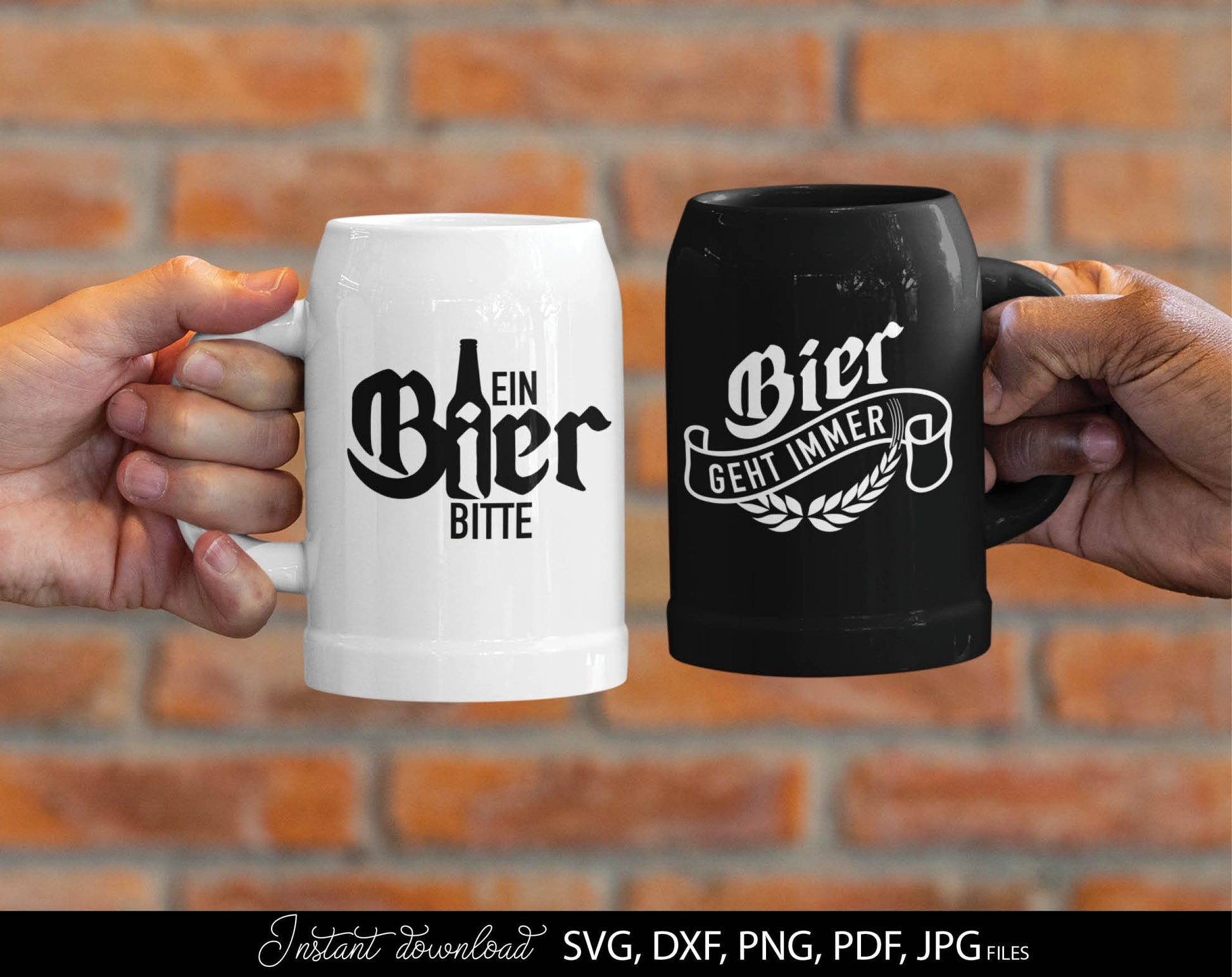 13 German bier lover quotes plotter file bundle. SVG, DXF, PDF, PNG, JPG files included. Cut from vinyl, use for sublimation or laser cut / grave projects. Compatible with Cricut, Silhouette or other equipment. Buy now for a good price and enjoy!