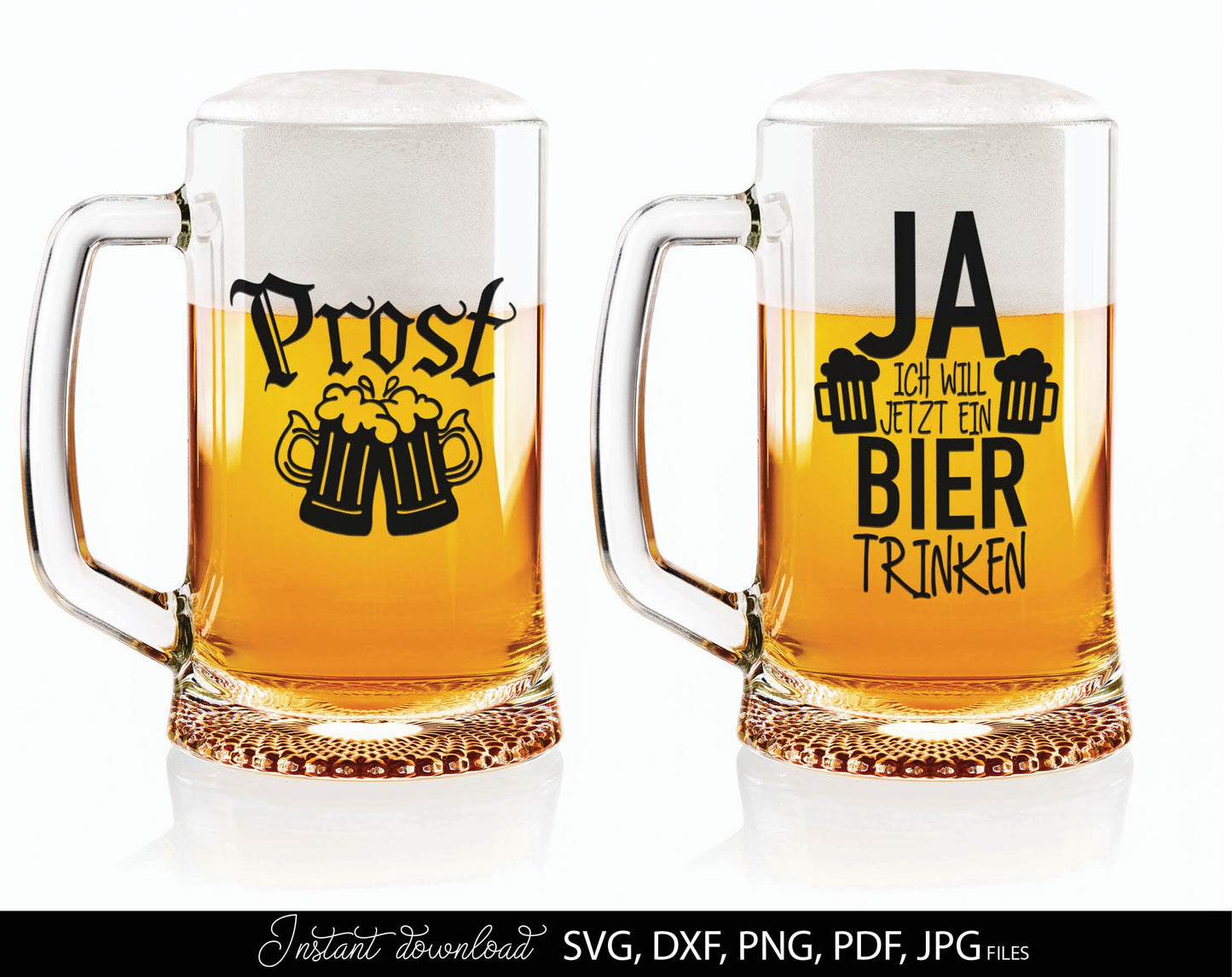 11 German beer lover quotes plotter file bundle. SVG, DXF, PDF, PNG, JPG files included. Cut from vinyl, use for sublimation or laser cut / grave projects. Compatible with Cricut, Silhouette or other equipment. Buy now for a good price and enjoy!