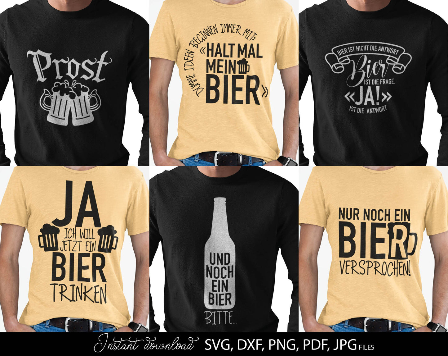 11 German beer lover quotes plotter file bundle. SVG, DXF, PDF, PNG, JPG files included. Cut from vinyl, use for sublimation or laser cut / grave projects. Compatible with Cricut, Silhouette or other equipment. Buy now for a good price and enjoy!