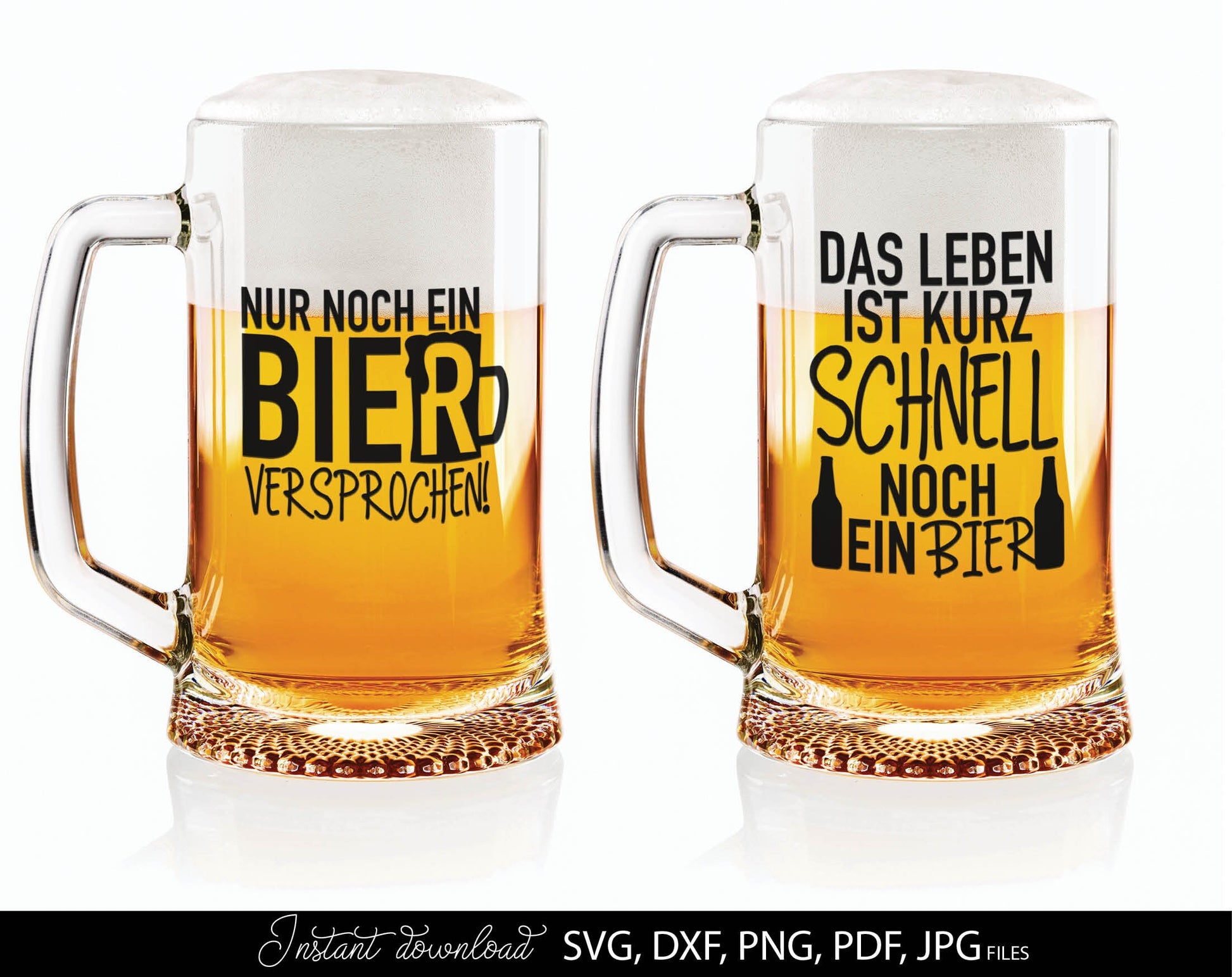 11 German beer lover quotes plotter file bundle. SVG, DXF, PDF, PNG, JPG files included. Cut from vinyl, use for sublimation or laser cut / grave projects. Compatible with Cricut, Silhouette or other equipment. Buy now for a good price and enjoy!