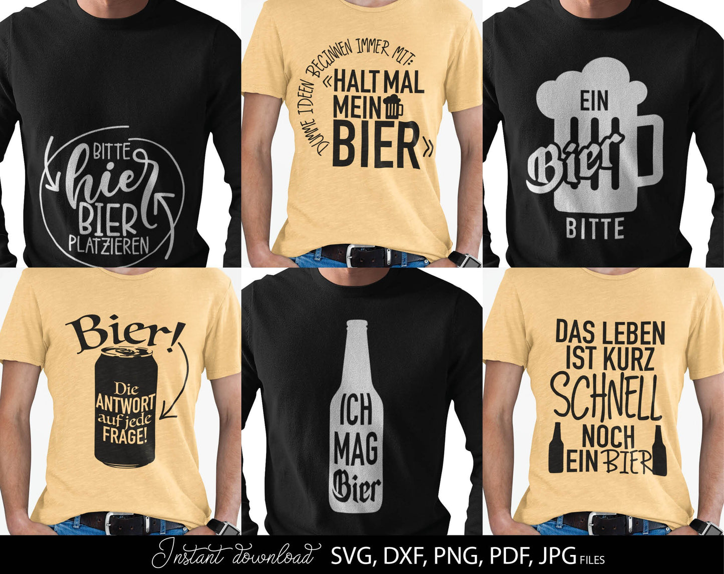 11 German beer lover quotes plotter file bundle. SVG, DXF, PDF, PNG, JPG files included. Cut from vinyl, use for sublimation or laser cut / grave projects. Compatible with Cricut, Silhouette or other equipment. Buy now for a good price and enjoy!