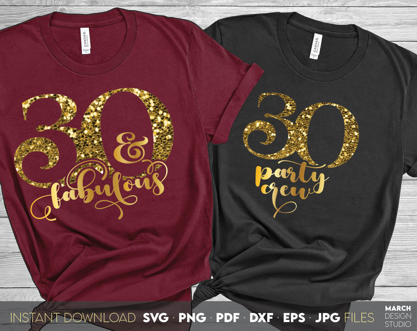 Set of 30 and fabulous Birthday and party crew shirt designs for cutting from vinyl and glittered PNG included for Your sublimation projects. SVG, PDF, JPG, EPS, DXF files included as well. Compatible with Cricut, Silhouette and other machines. Buy!!