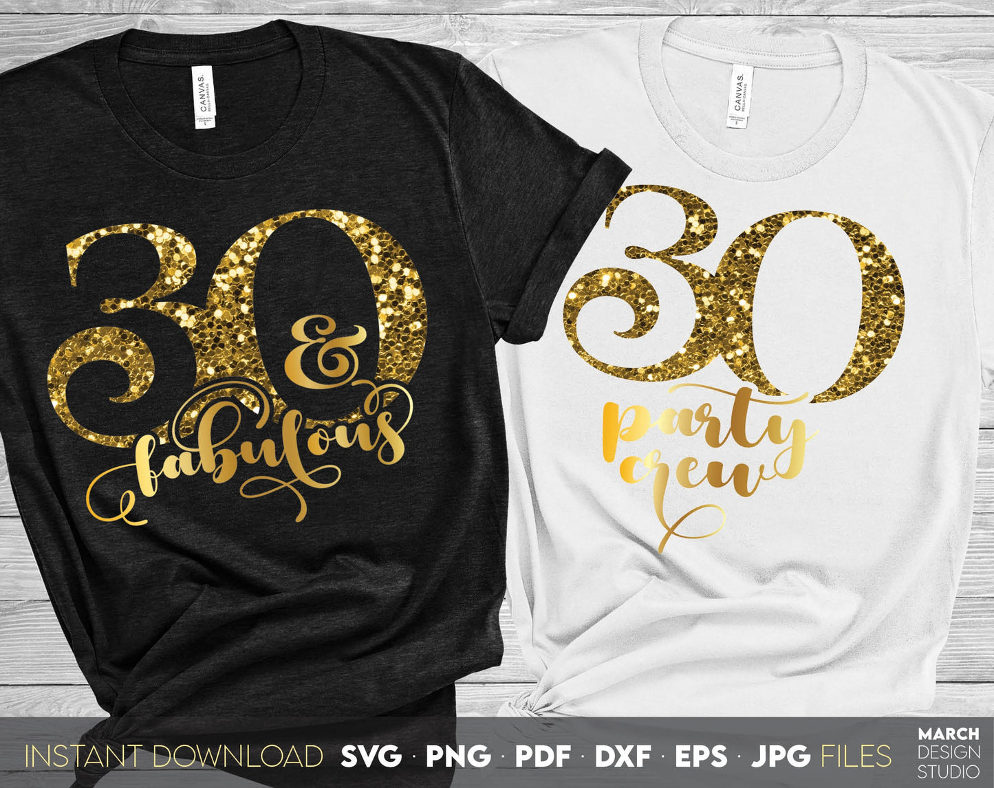 Set of 30 and fabulous Birthday and party crew shirt designs for cutting from vinyl and glittered PNG included for Your sublimation projects. SVG, PDF, JPG, EPS, DXF files included as well. Compatible with Cricut, Silhouette and other machines. Buy!!