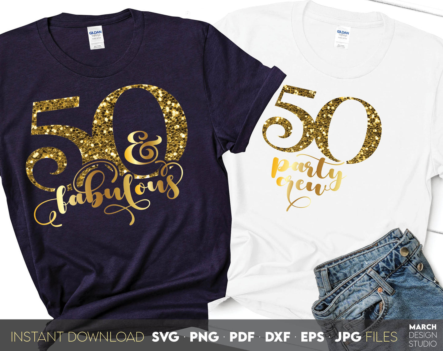 Set of 50 and fabulous Birthday and party crew shirt designs for cutting from vinyl and glittered PNG included for Your sublimation projects. SVG, PDF, JPG, EPS, DXF files included as well. Compatible with Cricut, Silhouette and other machines.