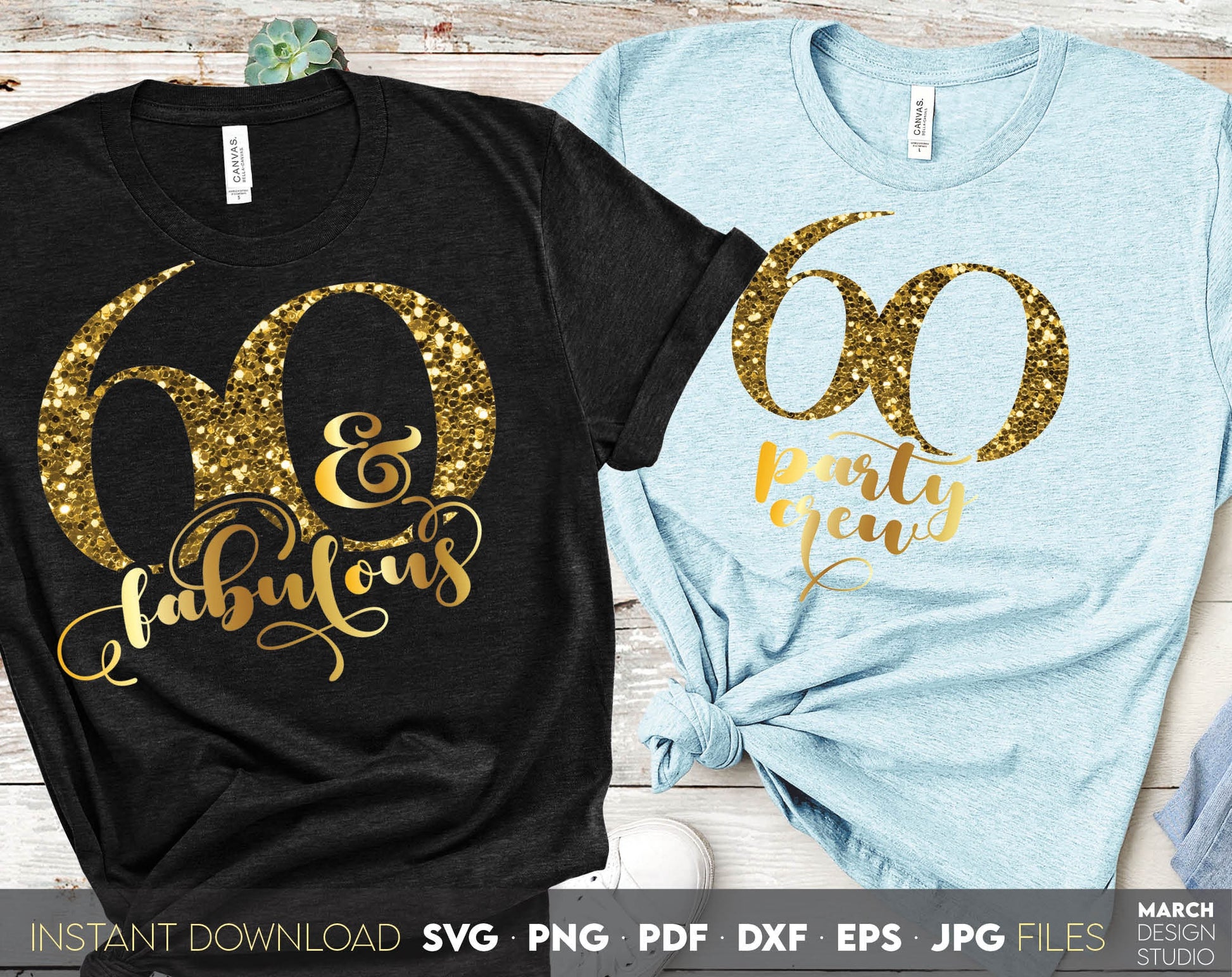 Set of 60 and fabulous Birthday and party crew shirt designs for cutting from vinyl and glittered PNG included for Your sublimation projects. SVG, PDF, JPG, EPS, DXF files included as well. Compatible with Cricut, Silhouette and other machines.