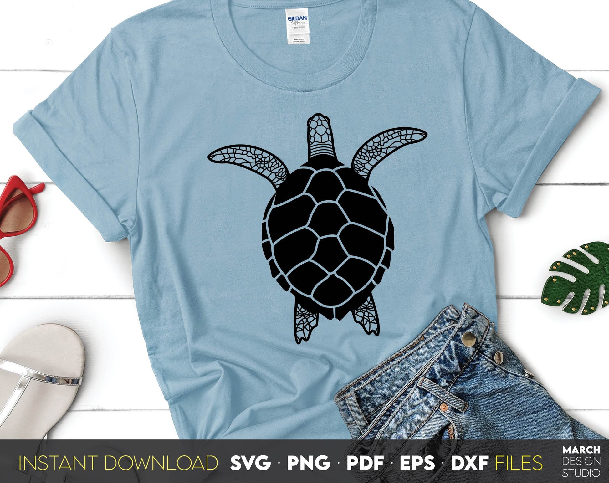 Summer Turtle silhouette for Your funny summer shirt design. SVG PNG PDF EPS DXF files included. Compatible with Cricut, Silhouette or other equipment. Cut from vinyl, use for sublimation or laser cut projects. Buy now for a good price and enjoy!