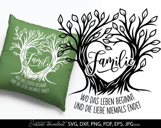 German tree of life familie plotter file. Use for cutting from vinyl, for sublimation or laser cut projects. SVG, DXF, PNG, EPS, PDF and JPG files included. Compatible with Cricut, Silhouette and other equipment. Buy now for a good price and enjoy!