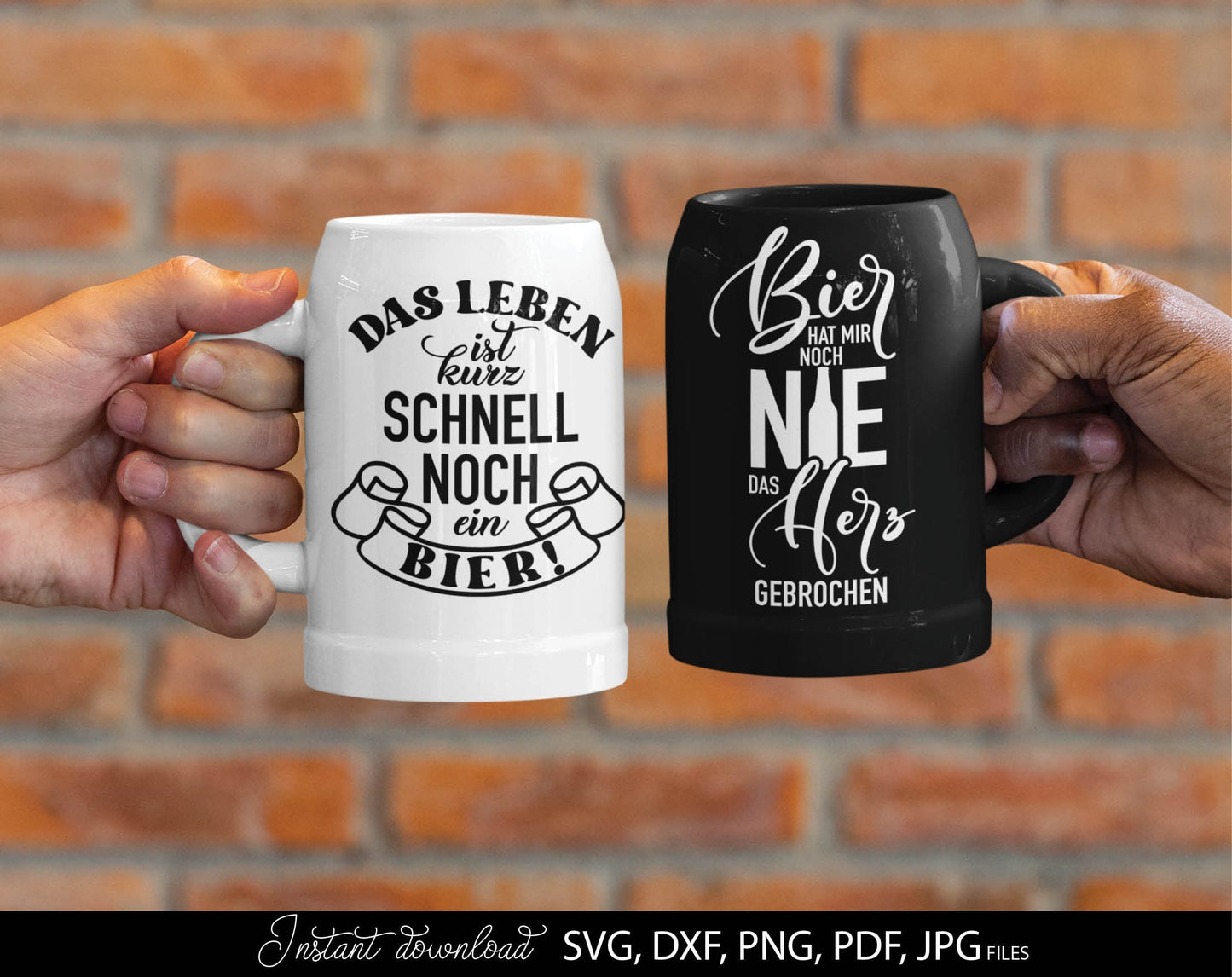 13 German bier lover quotes plotter file bundle. SVG, DXF, PDF, PNG, JPG files included. Cut from vinyl, use for sublimation or laser cut / grave projects. Compatible with Cricut, Silhouette or other equipment. Buy now for a good price and enjoy!