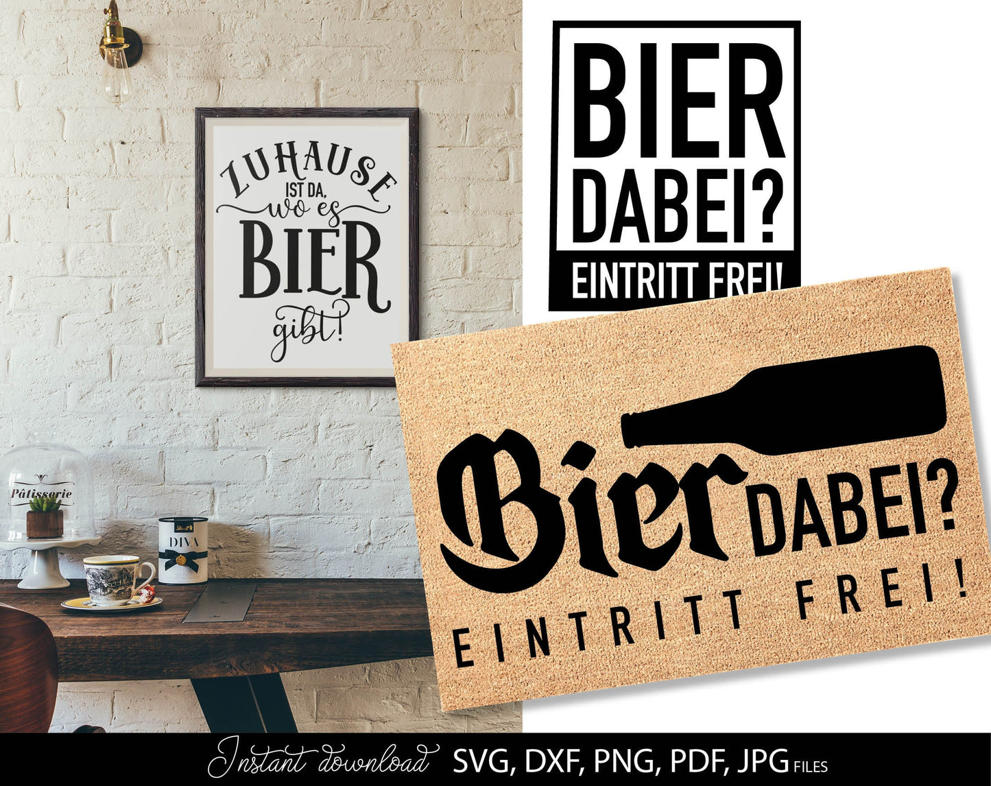 13 German bier lover quotes plotter file bundle. SVG, DXF, PDF, PNG, JPG files included. Cut from vinyl, use for sublimation or laser cut / grave projects. Compatible with Cricut, Silhouette or other equipment. Buy now for a good price and enjoy!