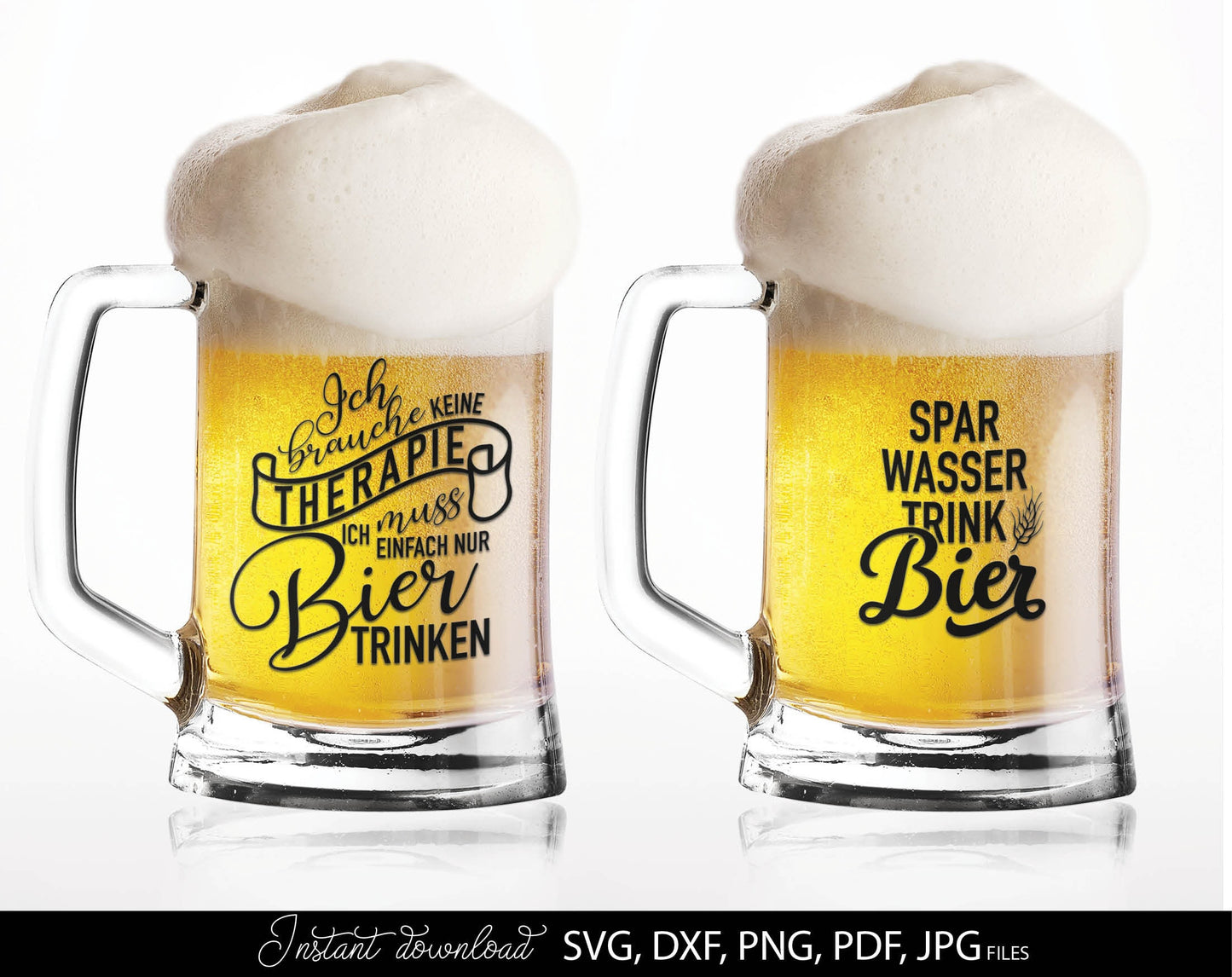 13 German bier lover quotes plotter file bundle. SVG, DXF, PDF, PNG, JPG files included. Cut from vinyl, use for sublimation or laser cut / grave projects. Compatible with Cricut, Silhouette or other equipment. Buy now for a good price and enjoy!