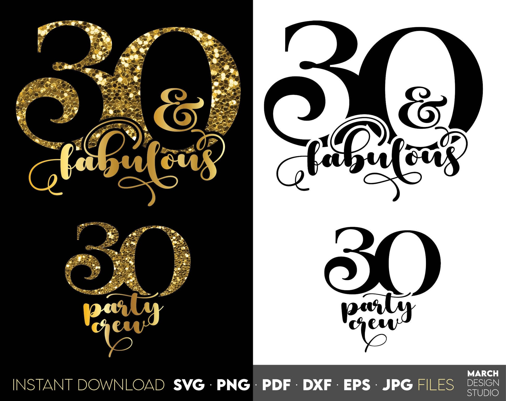 Set of 30 and fabulous Birthday and party crew shirt designs for cutting from vinyl and glittered PNG included for Your sublimation projects. SVG, PDF, JPG, EPS, DXF files included as well. Compatible with Cricut, Silhouette and other machines. Buy!!