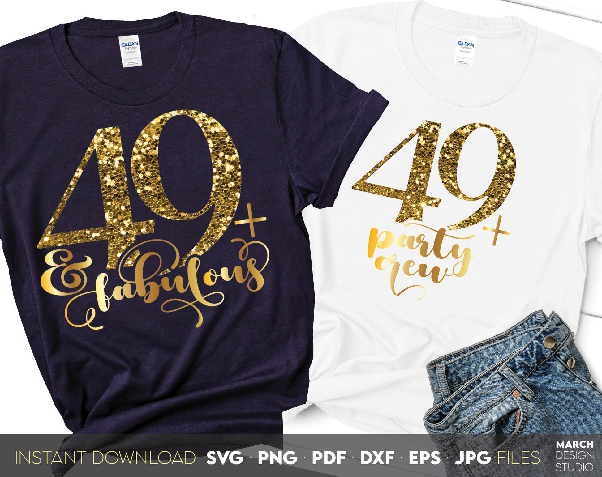 Set of 49+ and fabulous Birthday and party crew shirt designs for cutting from vinyl and glittered PNG included for Your sublimation projects. SVG, PDF, JPG, EPS, DXF files included as well. Compatible with Cricut, Silhouette and other machines.