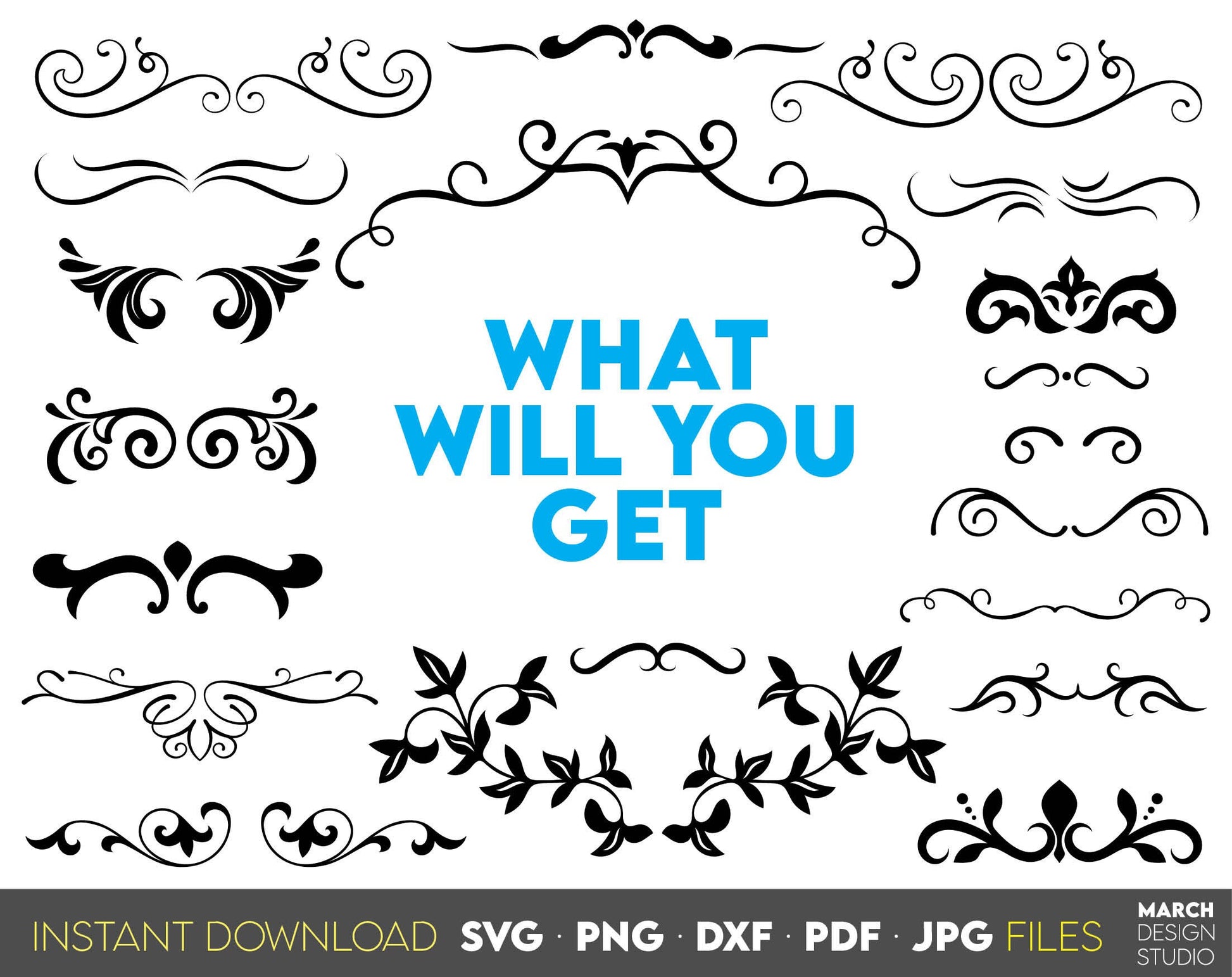 Dividers bundle for Your decoration projects. SVG, PNG, DXF, PDF, JPG files included. Compatible with Cricut, Silhouette or other equipment. Cut from vinyl, use for printing, sublimation or laser cut projects. Buy now for a good price and enjoy!