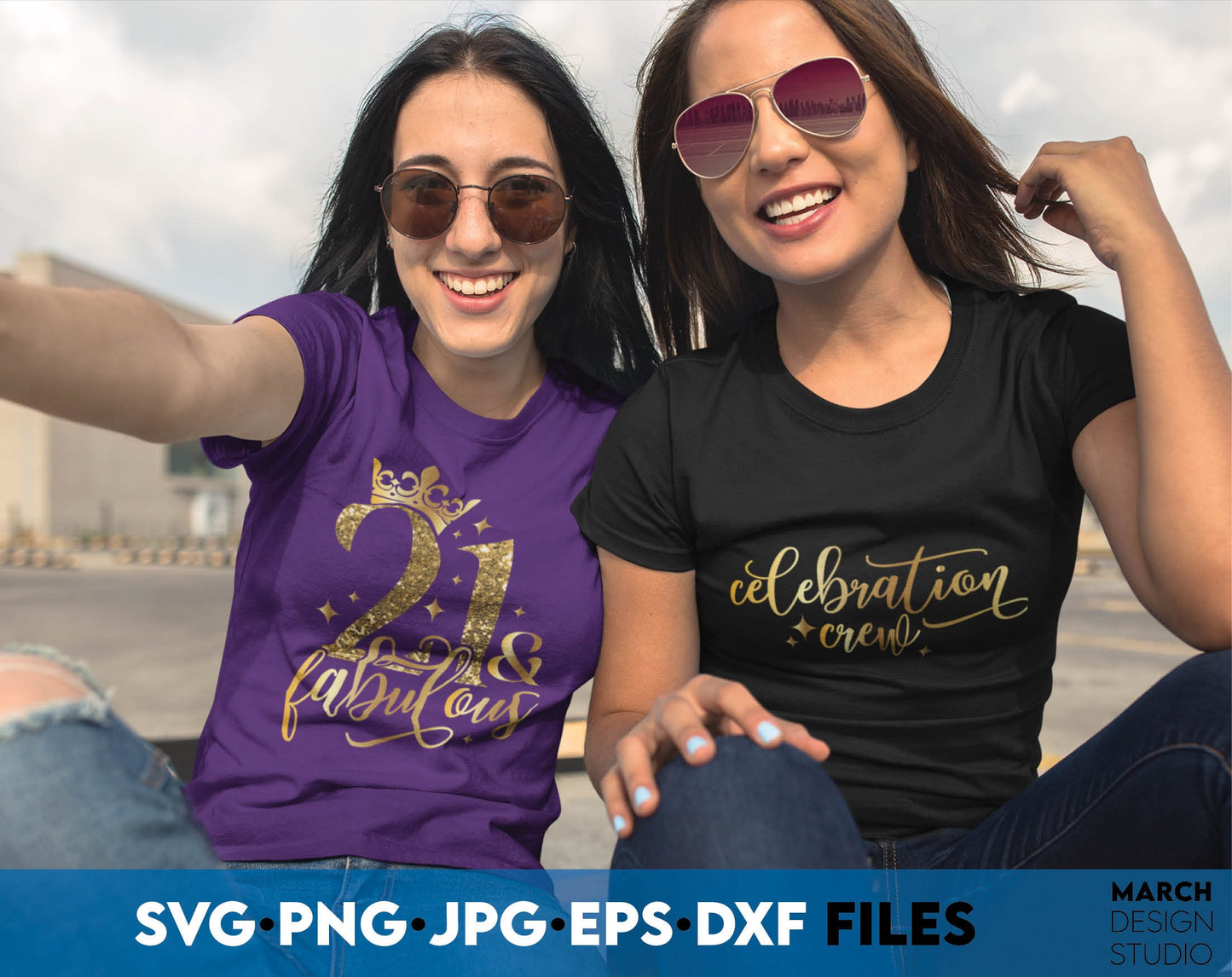 21 and fabulous Birthday shirt design with glitter and simple. SVG PNG JPG EPS DXF files included. Compatible with Cricut, Silhouette or other equipment. Cut from vinyl, use for sublimation or laser cut or grave projects. Buy now for a good price.