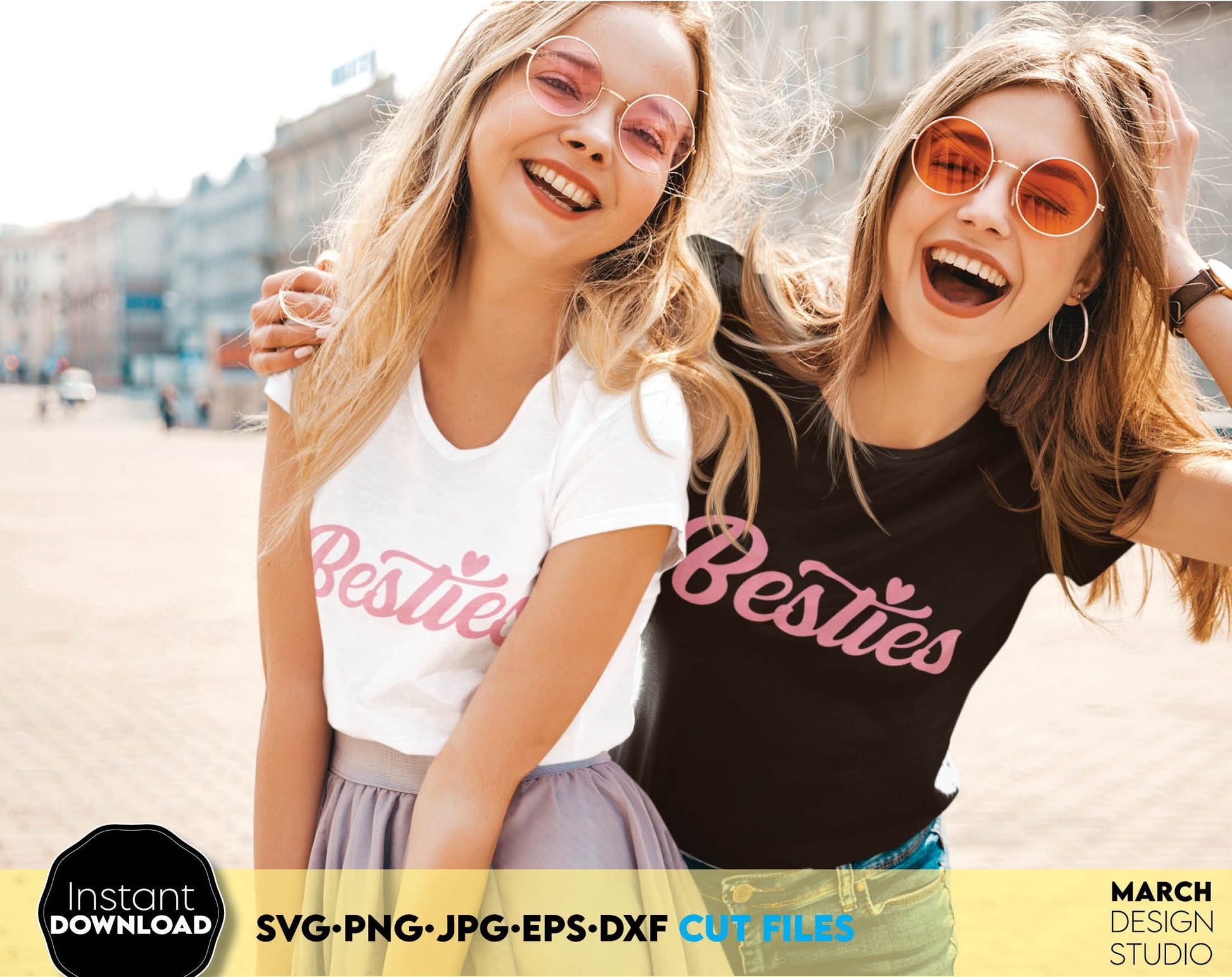 Besties design for You and Your Bestie as well. SVG, PNG, JPG, EPS, DXF files included. Cut from vinyl, use for sublimation or laser cut projects. Compatible with Cricut, Silhouette or other machines. Buy now for a good price and enjoy! Girls trip?