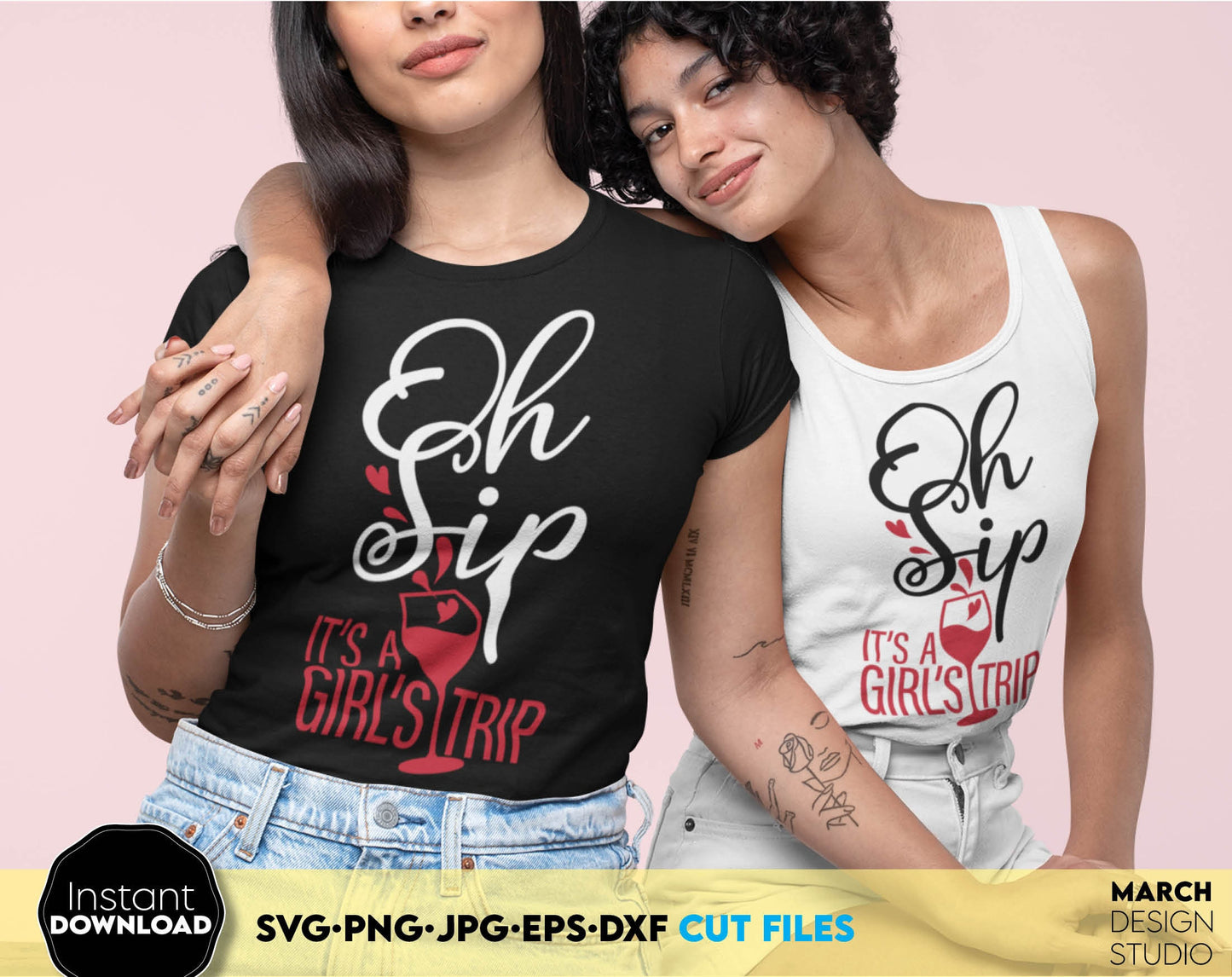 Oh Sip its a girls trip design for girls trip or vacation shirts. SVG, PNG, JPG, EPS, DXF files included. Cut from vinyl, use for sublimation or laser cut projects. Compatible with Cricut, Silhouette or other machines. Buy now for a good price!