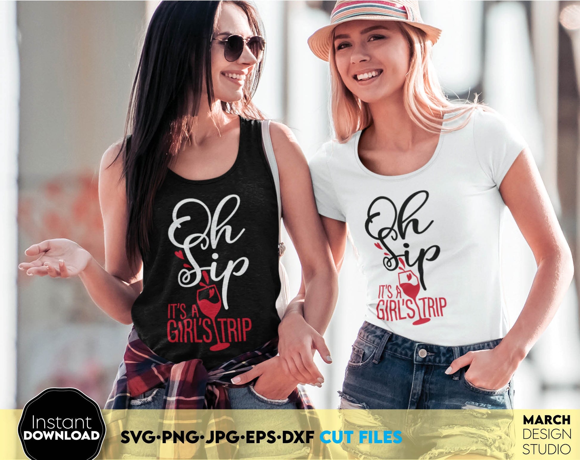 Oh Sip its a girls trip design for girls trip or vacation shirts. SVG, PNG, JPG, EPS, DXF files included. Cut from vinyl, use for sublimation or laser cut projects. Compatible with Cricut, Silhouette or other machines. Buy now for a good price!