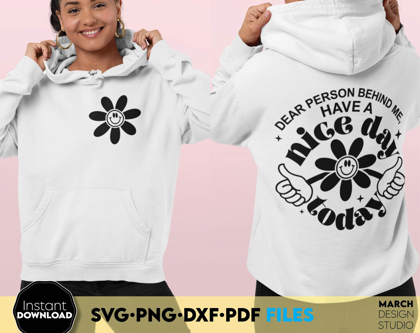 Dear person behind me design for a shirt or other gift of your choice for your loved ones. SVG, PNG, EPS, DXF file formats allow this design to be used for a variety of your projects. Compatible with Cricut, Silhouette, Glowforge machines.