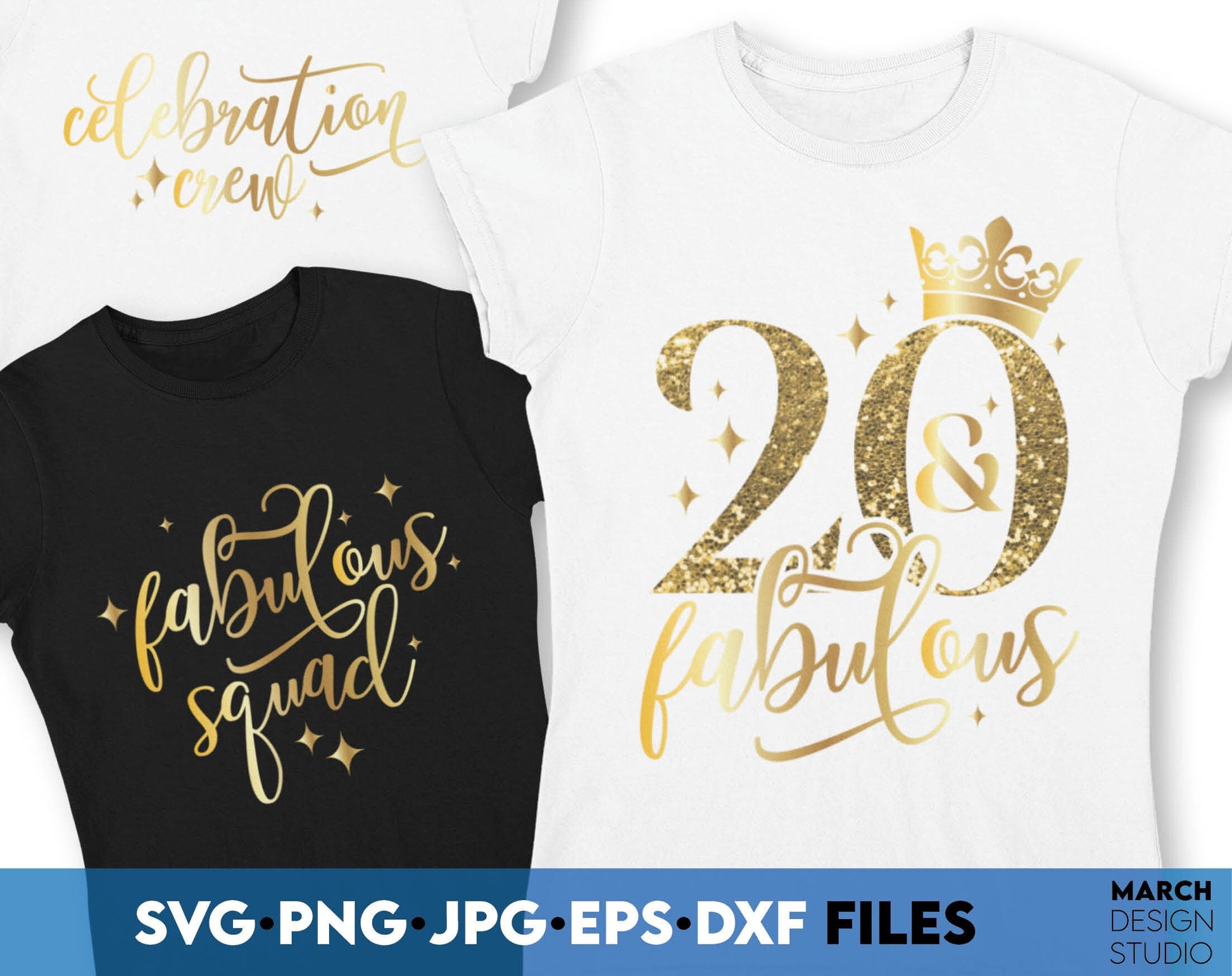 20th Birthday design. Item include - 20 and fabulous SVG file for cutting from vinyl. Gold Glittered PNG file for Your sublimation projects and DXF, EPS files as well - for laser cutting projects. Buy now for a good price and enjoy!