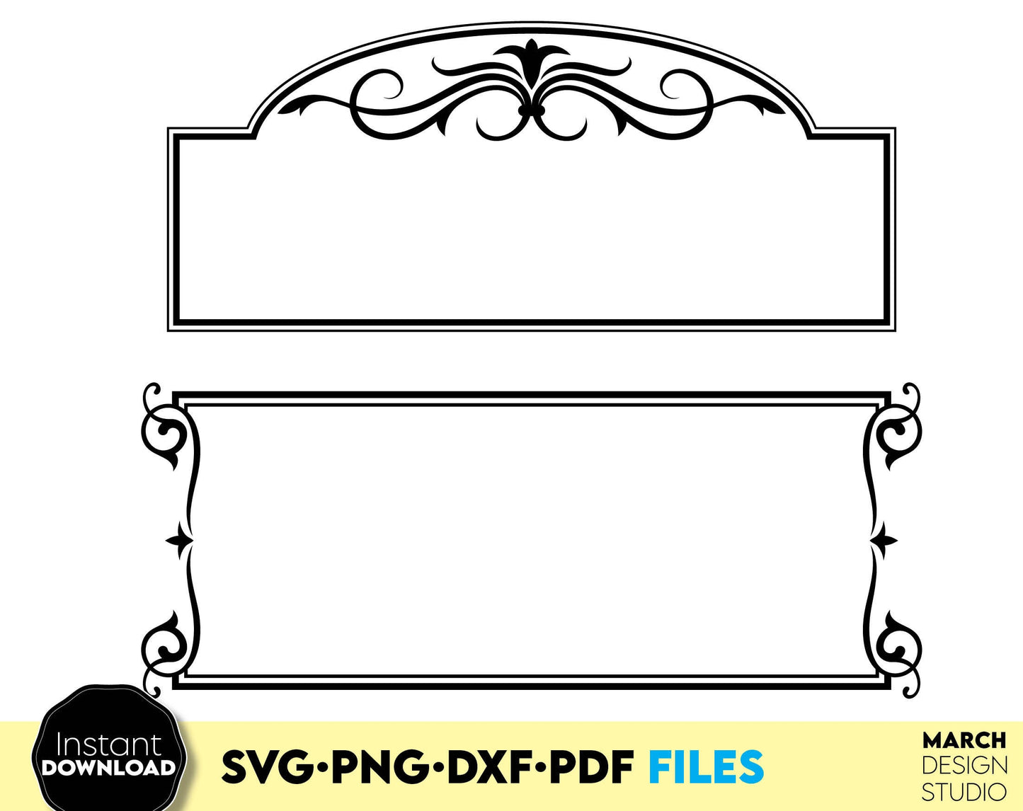 Decorative frame templates bundle for Your home improving projects. SVG PNG DXF PDF files included. Compatible with Cricut, Silhouette or other machines. Cut from vinyl, use for sublimation or laser cut or grave projects as well. Buy now and enjoy!