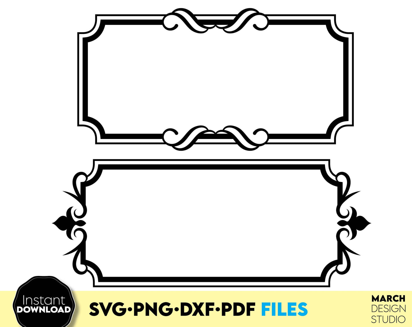 Decorative frame templates bundle for Your home improving projects. SVG PNG DXF PDF files included. Compatible with Cricut, Silhouette or other machines. Cut from vinyl, use for sublimation or laser cut or grave projects as well. Buy now and enjoy!