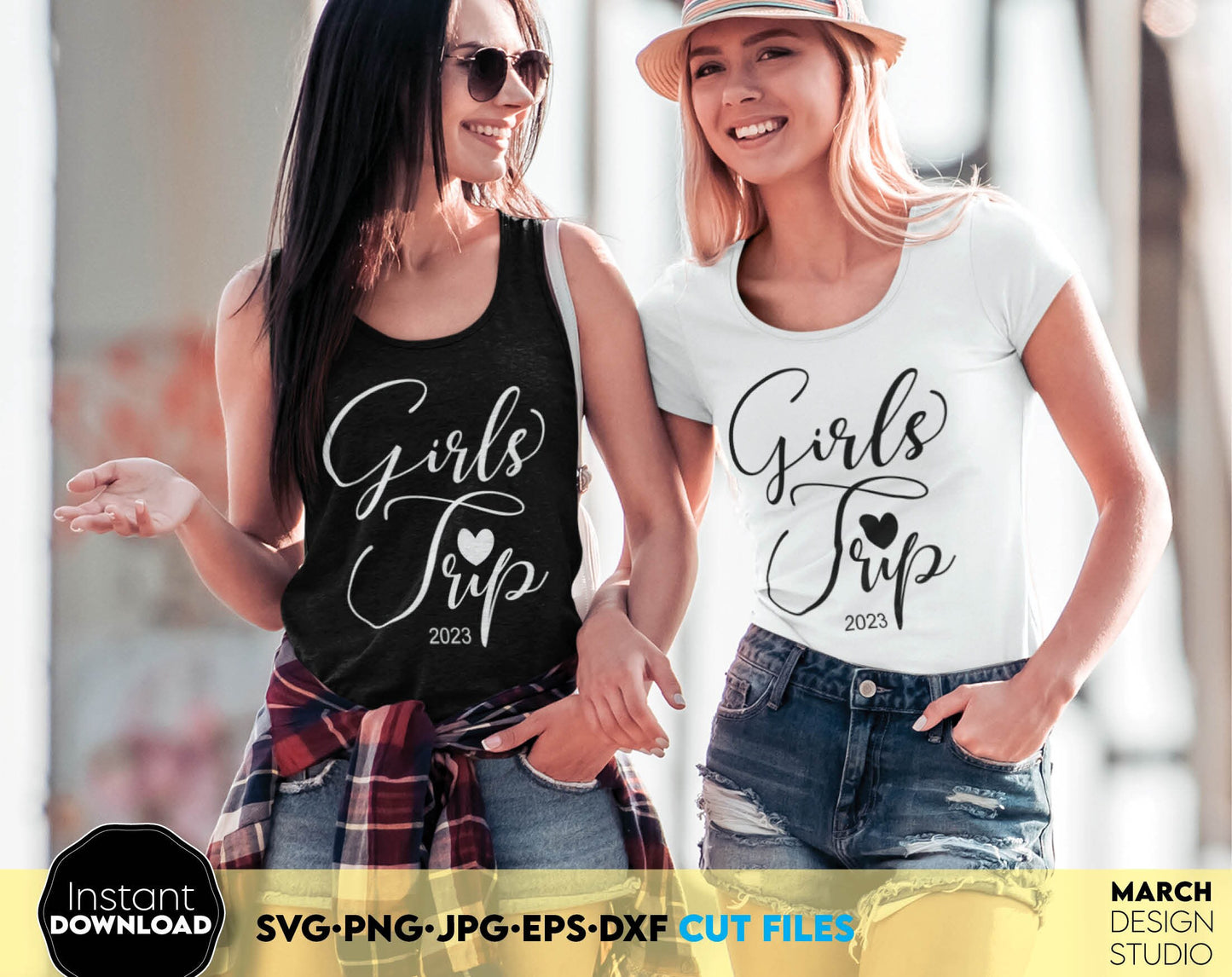 Girls Trip shirt design for besties summer trip. SVG, PNG, JPG, EPS, DXF files included. Cut from vinyl, use for sublimation or laser cut or grave projects. Compatible with Cricut, Silhouette or other machines. But now for a good price and enjoy!