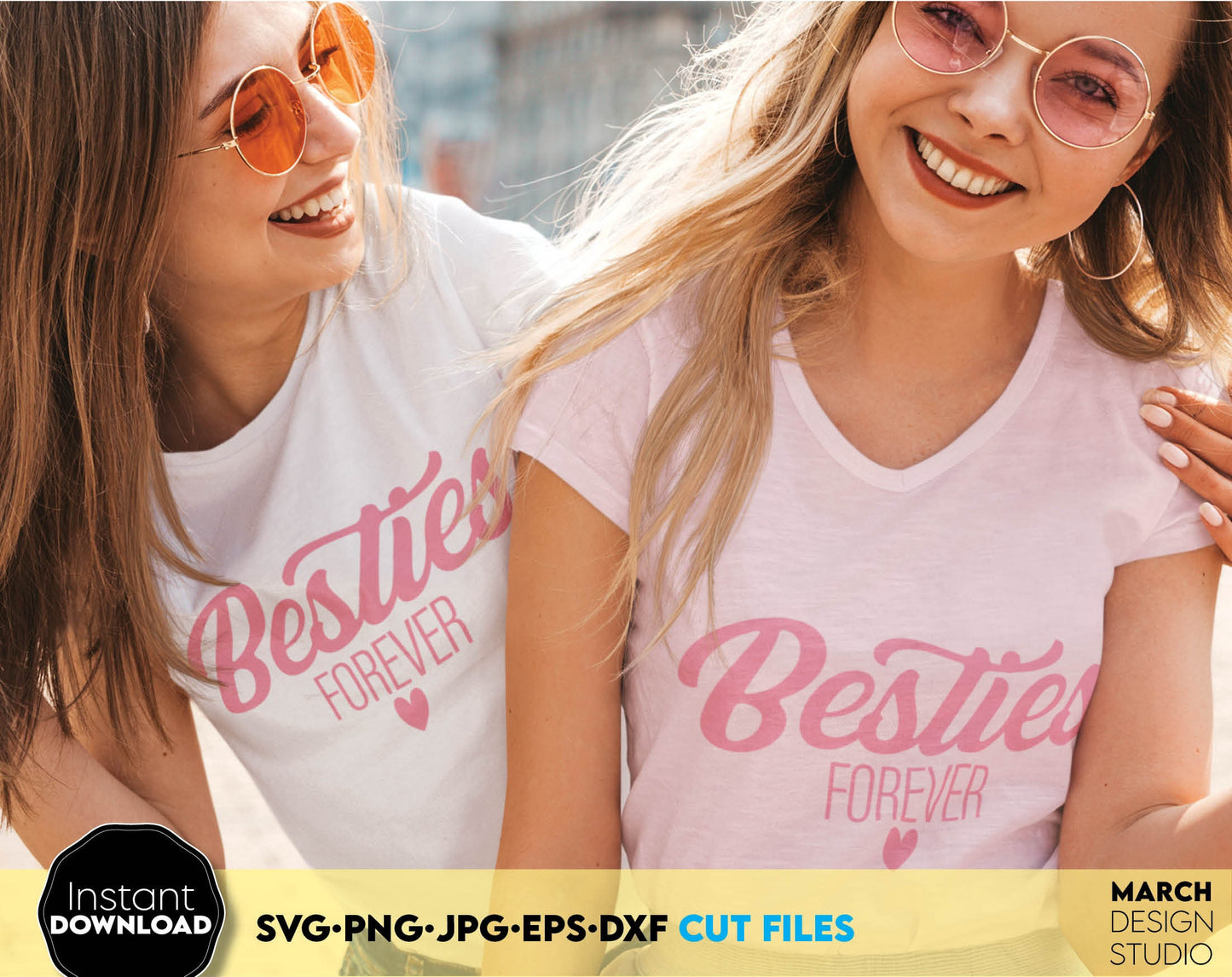 Besties design for You and Your Bestie as well. SVG, PNG, JPG, EPS, DXF files included. Cut from vinyl, use for sublimation or laser cut projects. Compatible with Cricut, Silhouette or other machines. Buy now for a good price and enjoy! Girls trip?