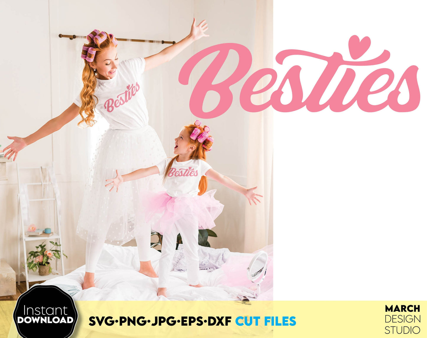 Besties design for You and Your Bestie as well. SVG, PNG, JPG, EPS, DXF files included. Cut from vinyl, use for sublimation or laser cut projects. Compatible with Cricut, Silhouette or other machines. Buy now for a good price and enjoy! Girls trip?