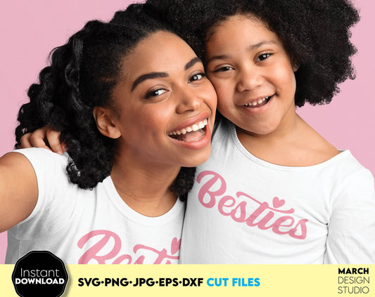 Besties design for You and Your Bestie as well. SVG, PNG, JPG, EPS, DXF files included. Cut from vinyl, use for sublimation or laser cut projects. Compatible with Cricut, Silhouette or other machines. Buy now for a good price and enjoy! Girls trip?