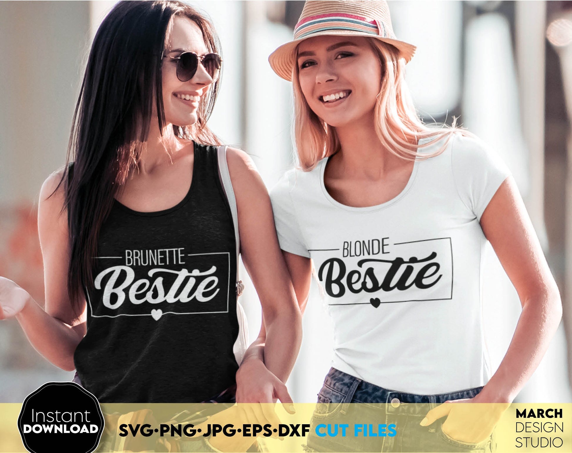 Besties design for You and Your Bestie as well. SVG, PNG, JPG, EPS, DXF files included. Cut from vinyl, use for sublimation or laser cut projects. Compatible with Cricut, Silhouette or other machines. Buy now for a good price and enjoy! Girls trip?