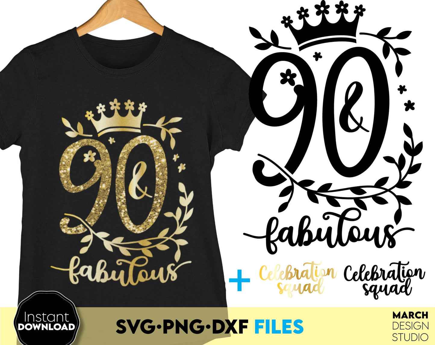 Birthday bundle - and fabulous for 50th and other anniversary birthdays. Svg files allow use design for cutting from vinyl. Gold glittered png for amazing sublimation projects. Use dxf for laser cut as well. Buy now for a good price and enjoy!