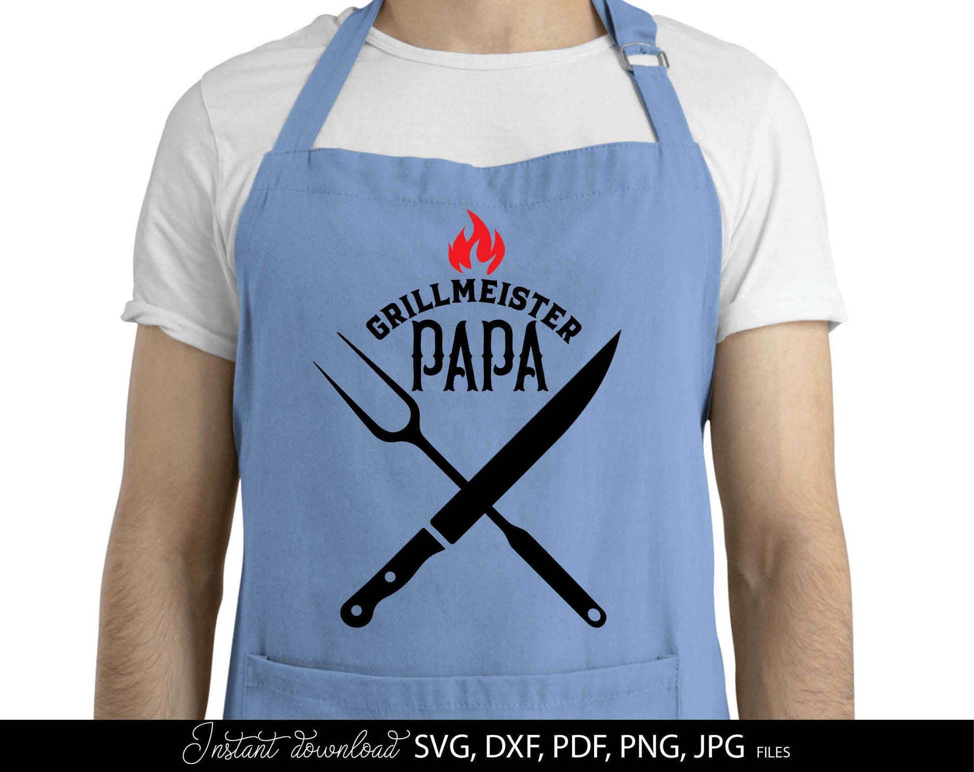 German plotter file for German Grill Papa. SVG DXF PDF PNG JPG files included. Cut from vinyl, use for sublimation or laser cut projects. Great gift for papa. Compatible with Cricut, Silhouette or other machines. Buy now for a good price and enjoy!