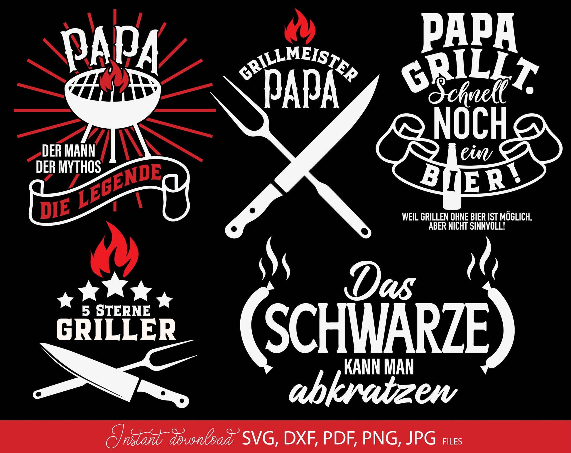 German plotter file for German Grill Papa. SVG DXF PDF PNG JPG files included. Cut from vinyl, use for sublimation or laser cut projects. Great gift for papa. Compatible with Cricut, Silhouette or other machines. Buy now for a good price and enjoy!