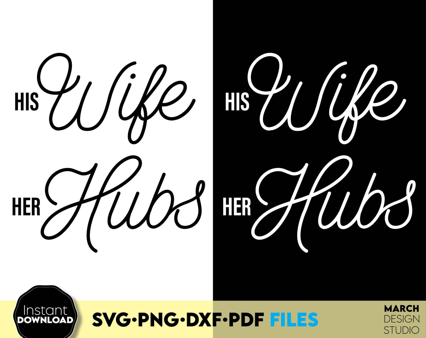 Wife Hubs Wedding design for just married couple. SVG PNG DXF PDF files included. Compatible with Cricut, Silhouette and sublimation printers. The instant download file for cut and print. Buy now for a good price and enjoy!