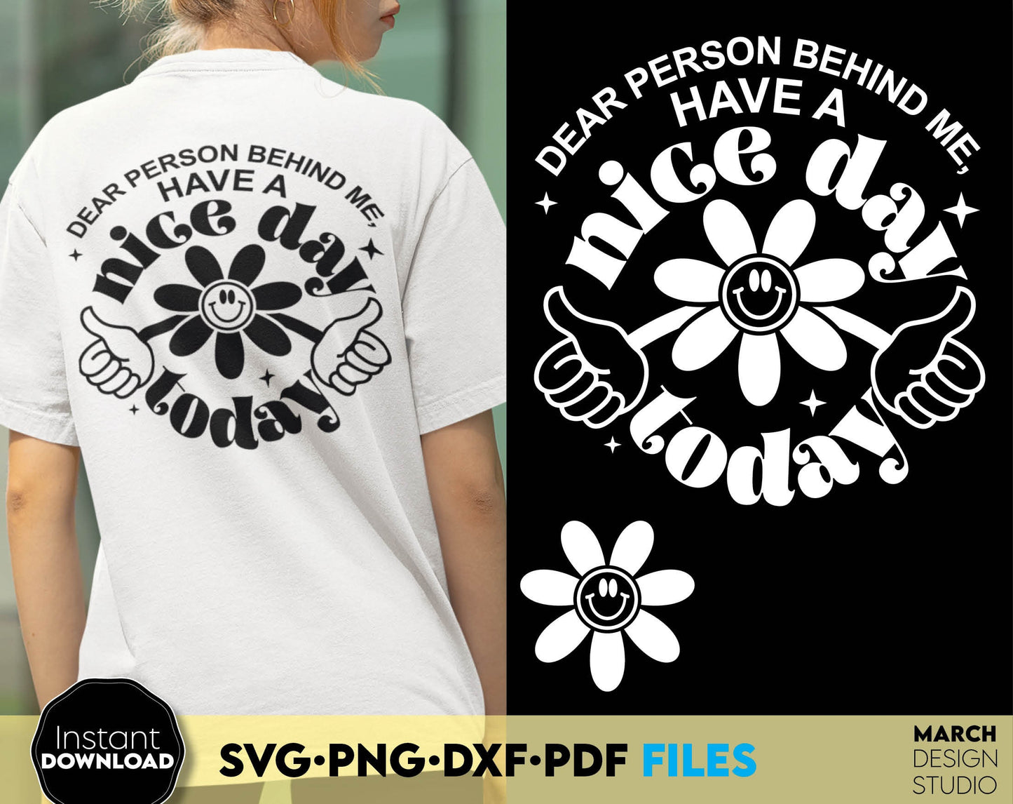 Dear person behind me design for a shirt or other gift of your choice for your loved ones. SVG, PNG, EPS, DXF file formats allow this design to be used for a variety of your projects. Compatible with Cricut, Silhouette, Glowforge machines.