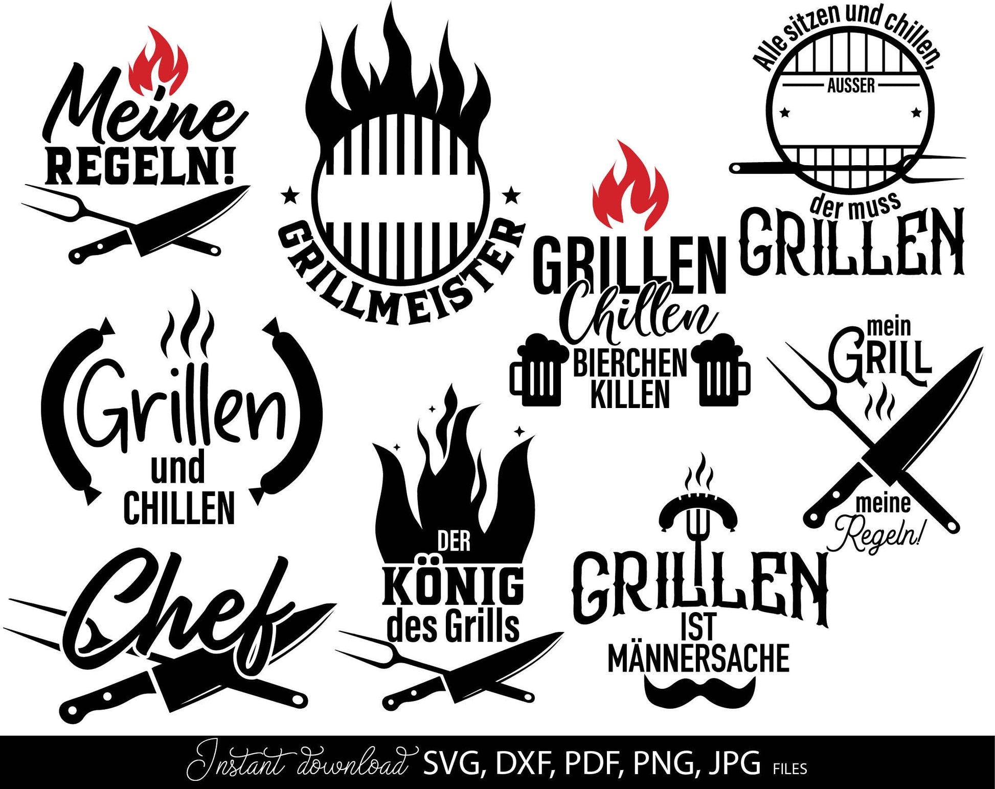 German plotter file for German Grill Papa. SVG DXF PDF PNG JPG files included. Cut from vinyl, use for sublimation or laser cut projects. Great gift for papa. Compatible with Cricut, Silhouette or other machines. Buy now for a good price and enjoy!