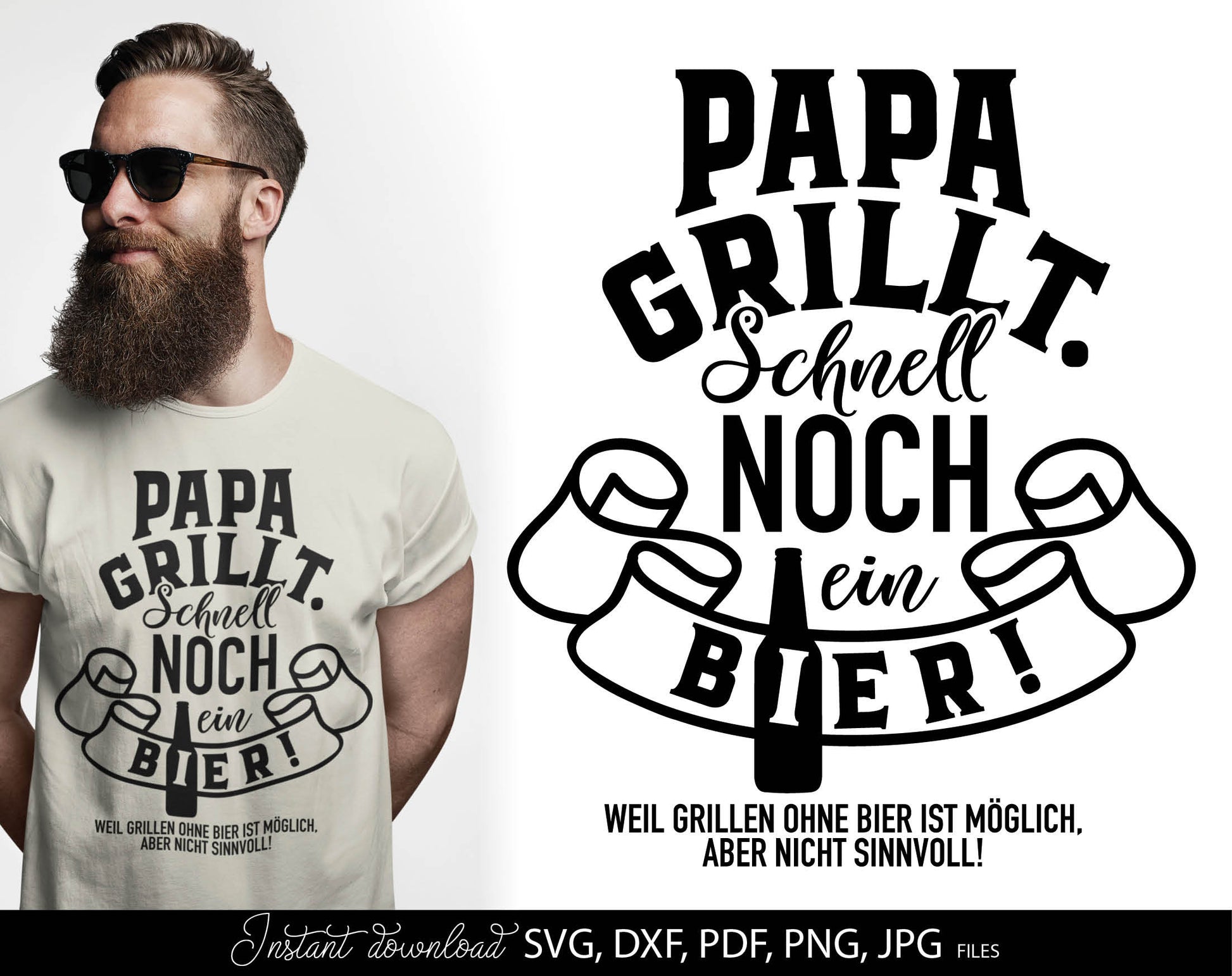 German plotter file for German Grill Papa. SVG DXF PDF PNG JPG files included. Cut from vinyl, use for sublimation or laser cut projects. Great gift for papa. Compatible with Cricut, Silhouette or other machines. Buy now for a good price and enjoy!